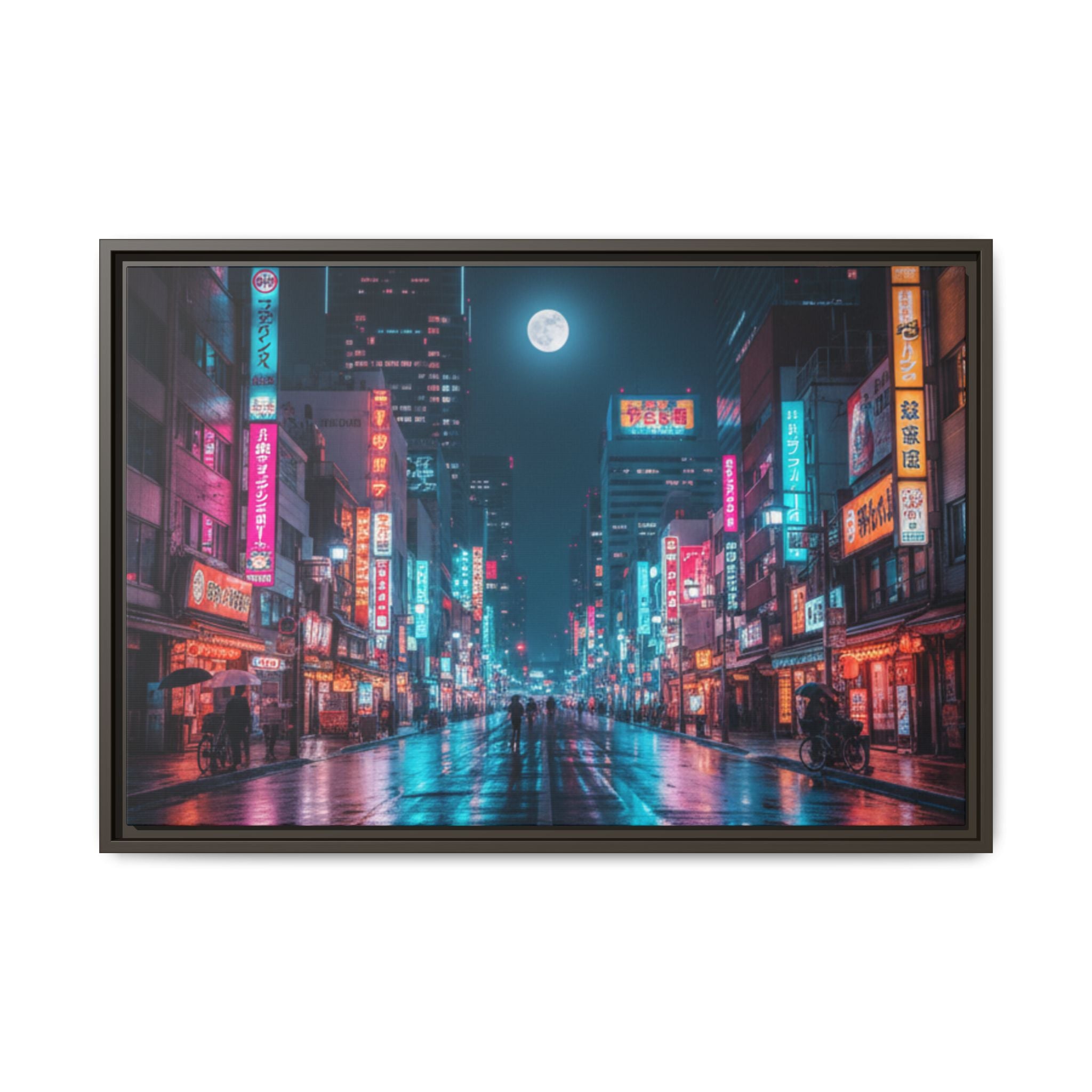 Japan Nightscape Canvas Framed Print