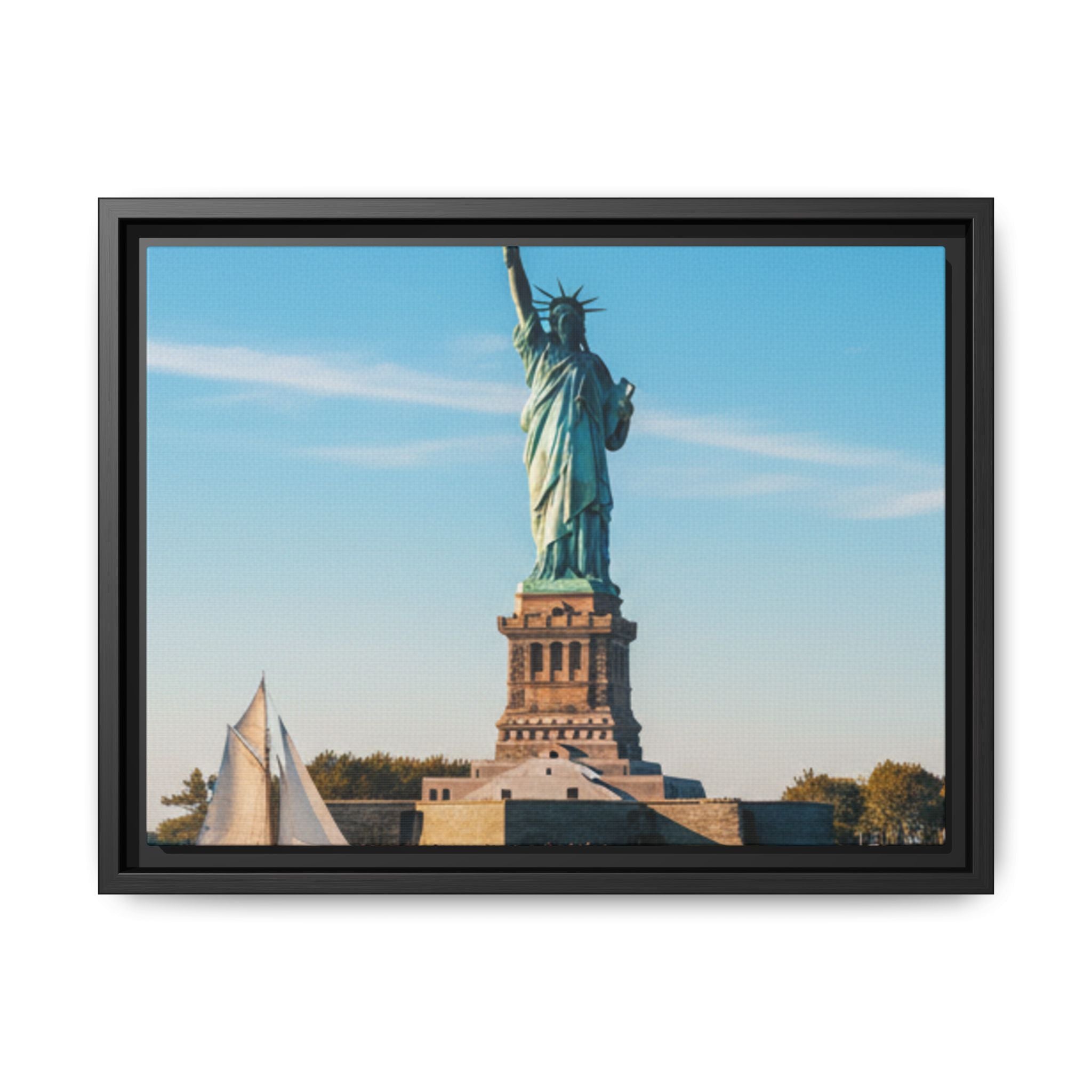 Statue of Liberty Matte Framed Canvas Print — New York City Landmark Wall Art