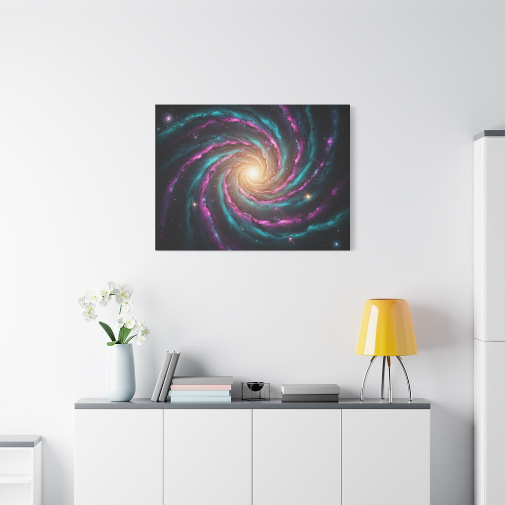 Spiral Galaxy Matte Canvas Wall Art — Vibrant Cosmic Nebula Print