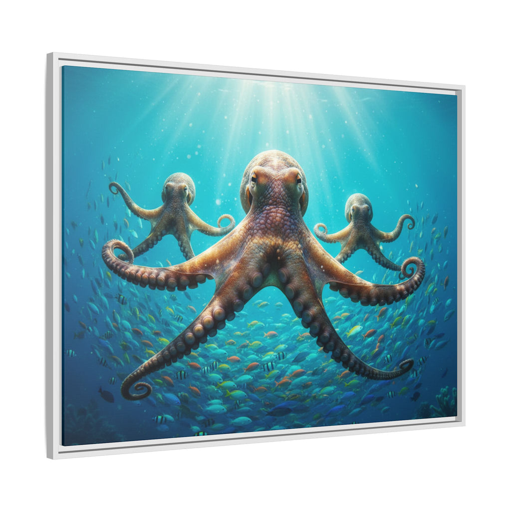 Framed Octopus Art Print — Vibrant Underwater Canvas Wall Decor