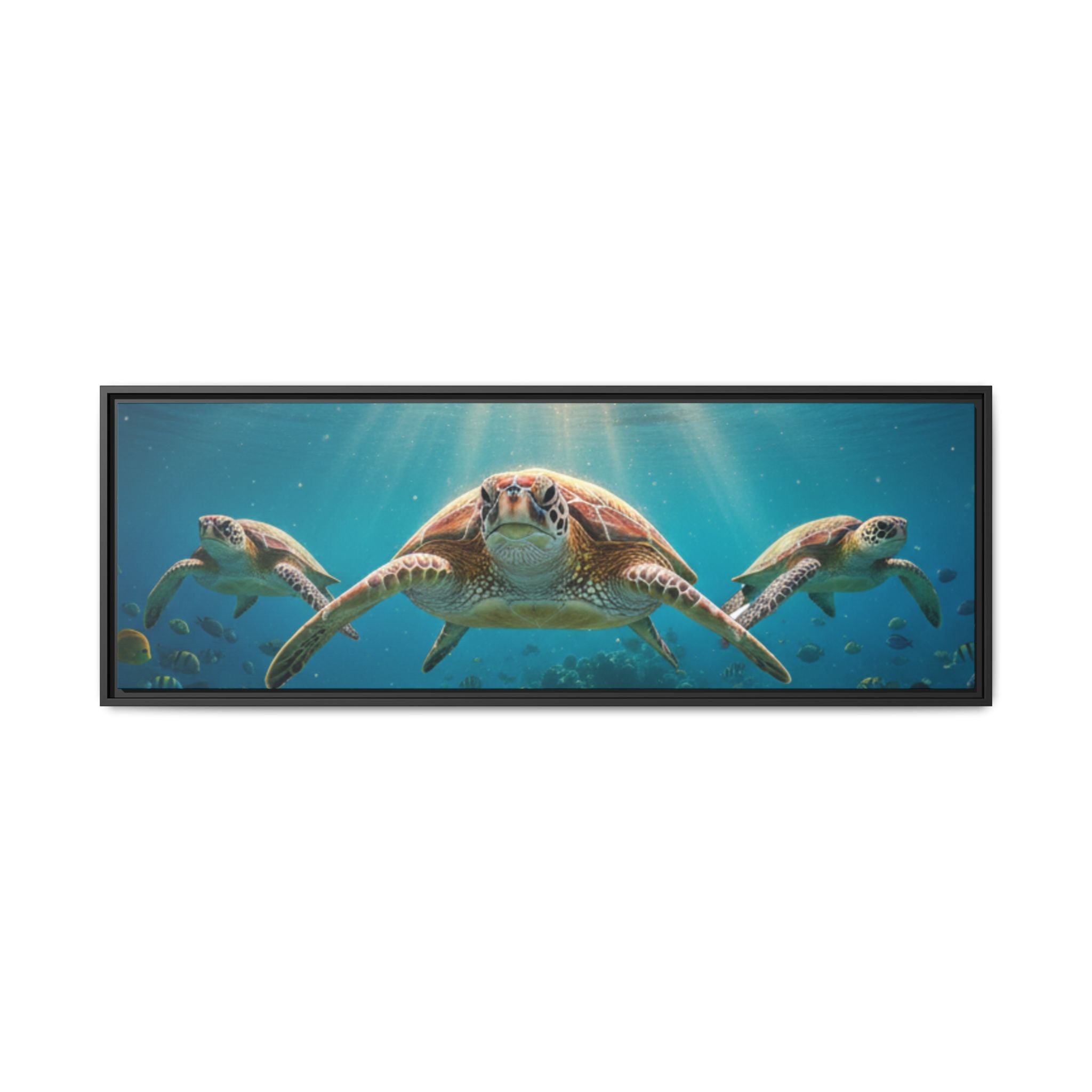 Sea Turtle Ocean Art — Framed Matte Canvas Wall Art