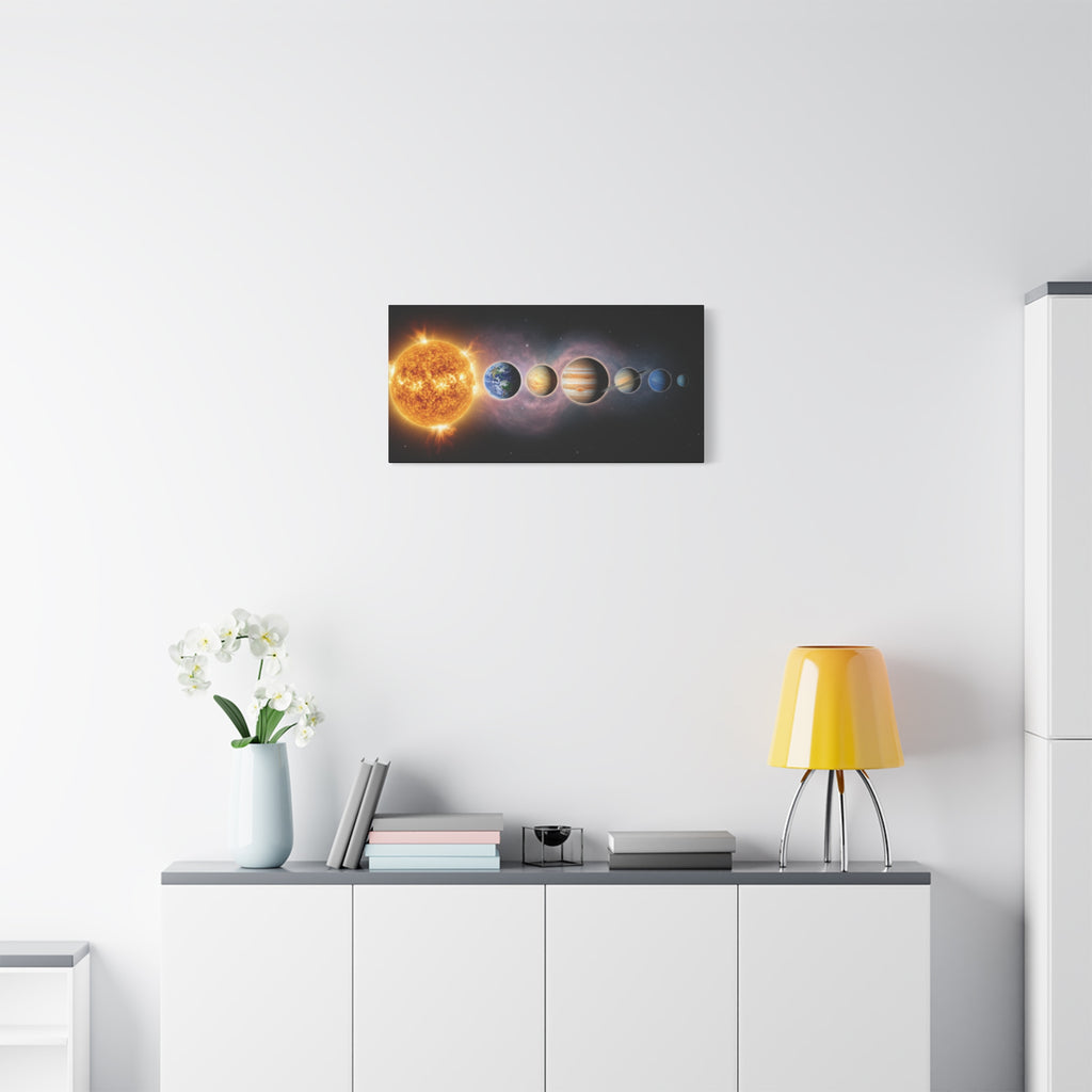 Stunning Solar System Art — Planet Lineup Matte Stretched Wall Art