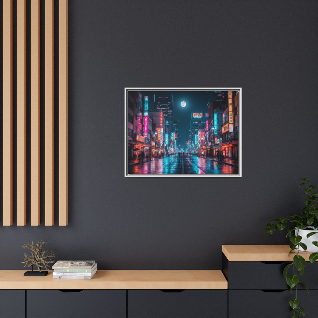 Japan Nightscape Canvas Framed Print