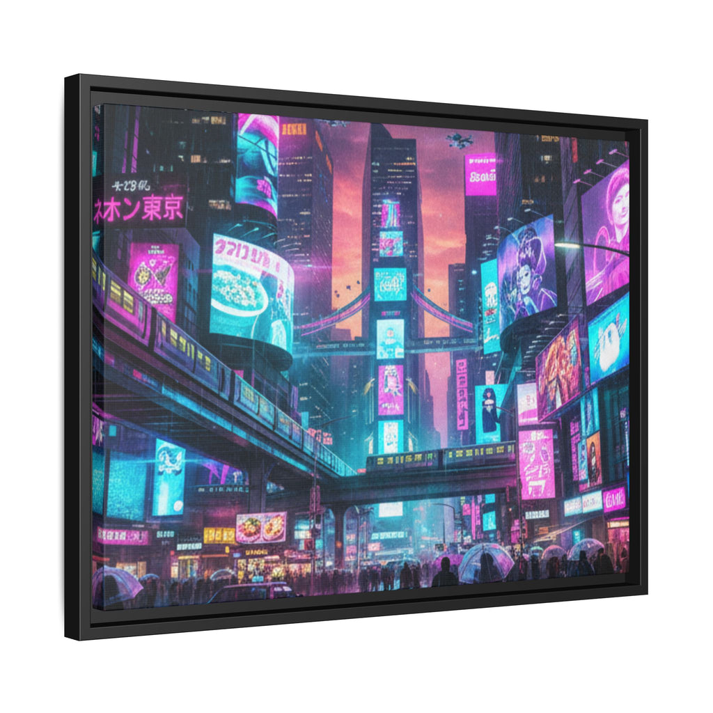 Bright Future Cityscape Vibrant Wall Art  — Framed Cyberpunk Wall Art