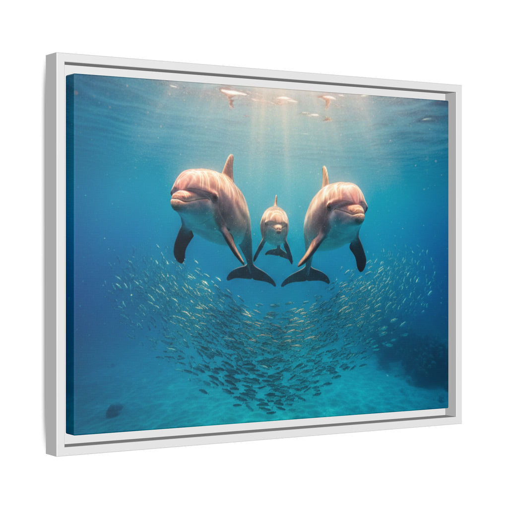 Framed Dolphin Canvas Print — Matte Ocean Wall Art