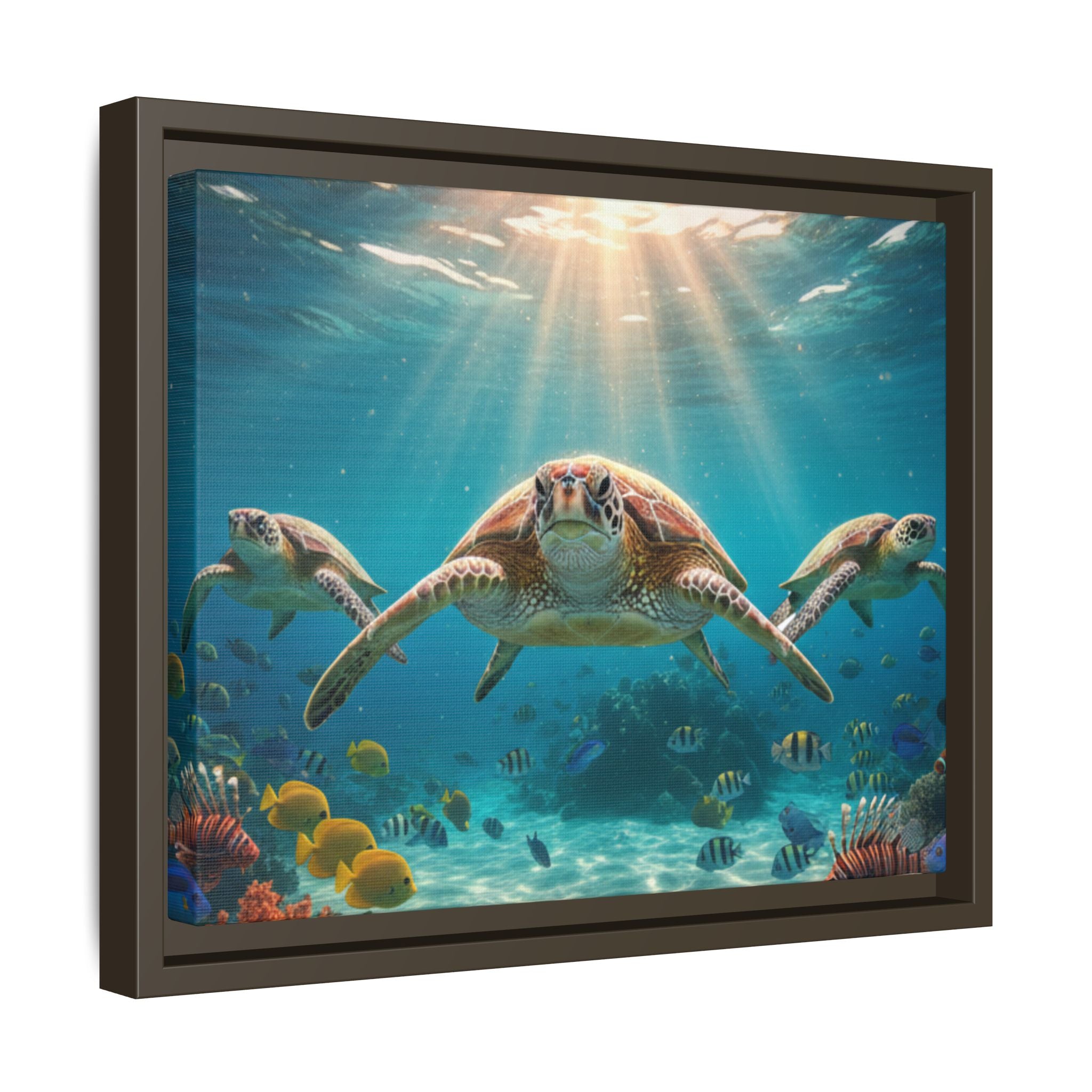 Sea Turtle Ocean Art — Framed Matte Canvas Wall Art