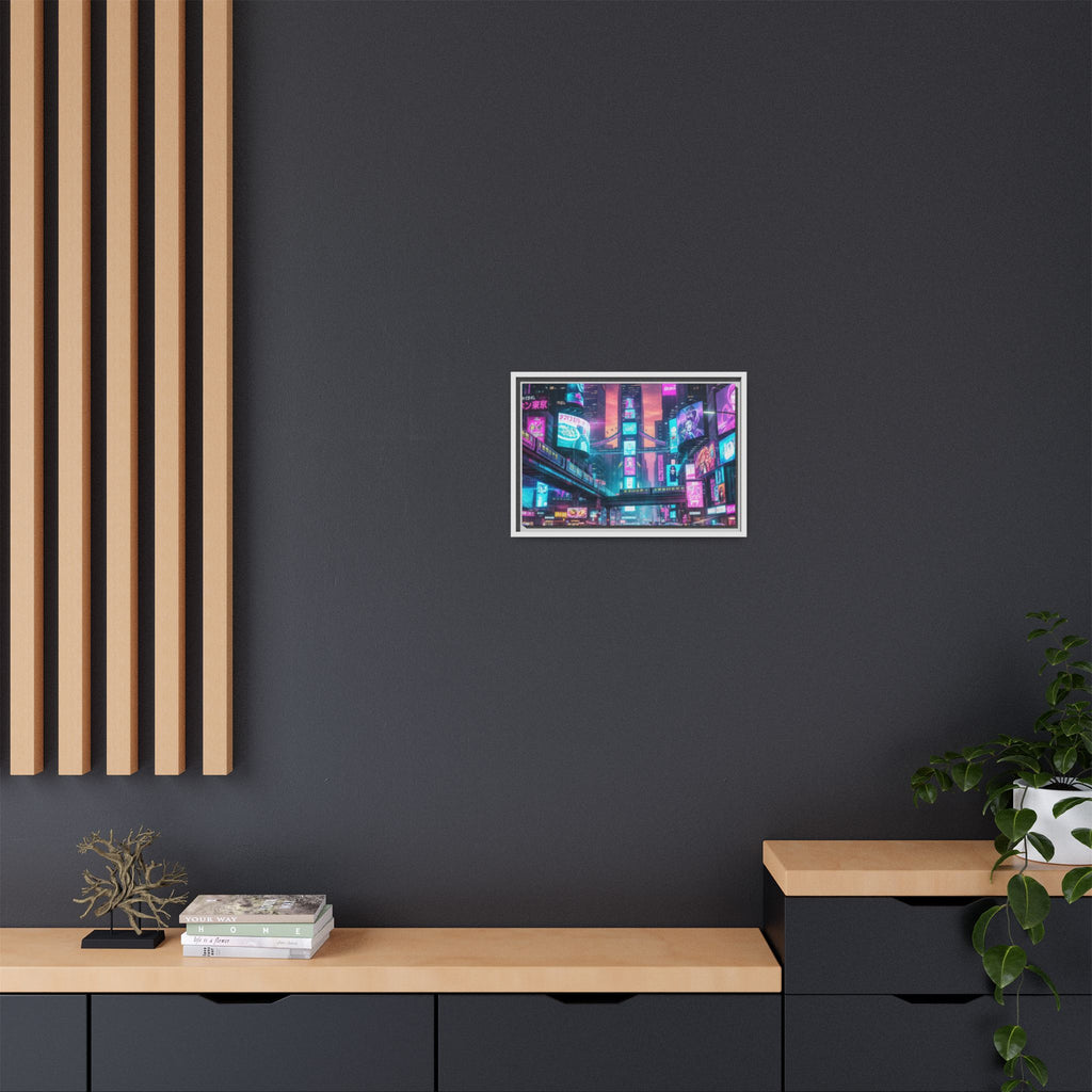 Bright Future Cityscape Vibrant Wall Art  — Framed Cyberpunk Wall Art