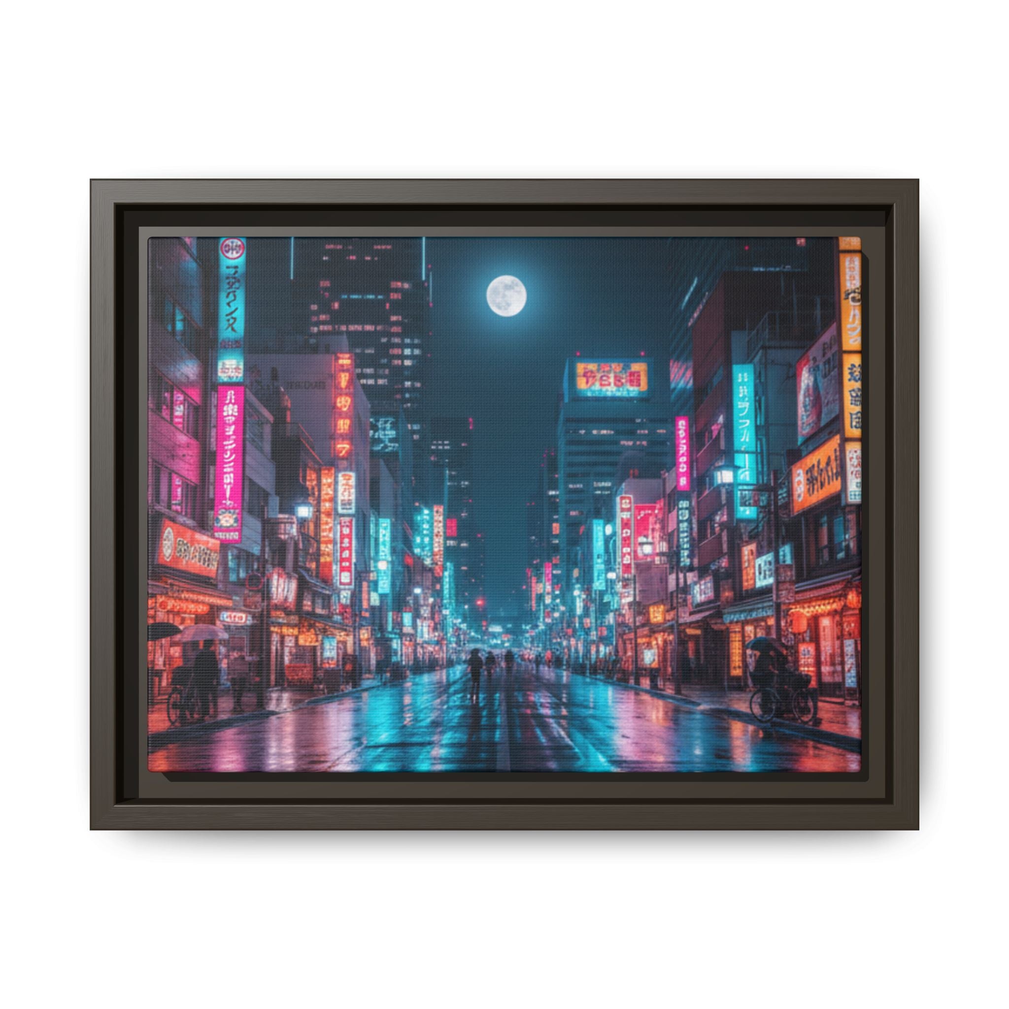 Japan Nightscape Canvas Framed Print