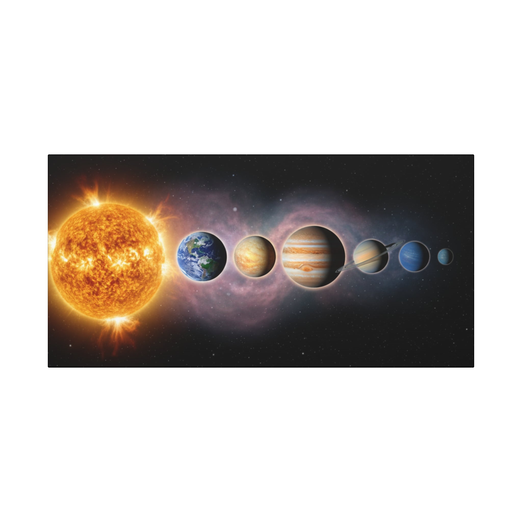 Stunning Solar System Art — Planet Lineup Matte Stretched Wall Art