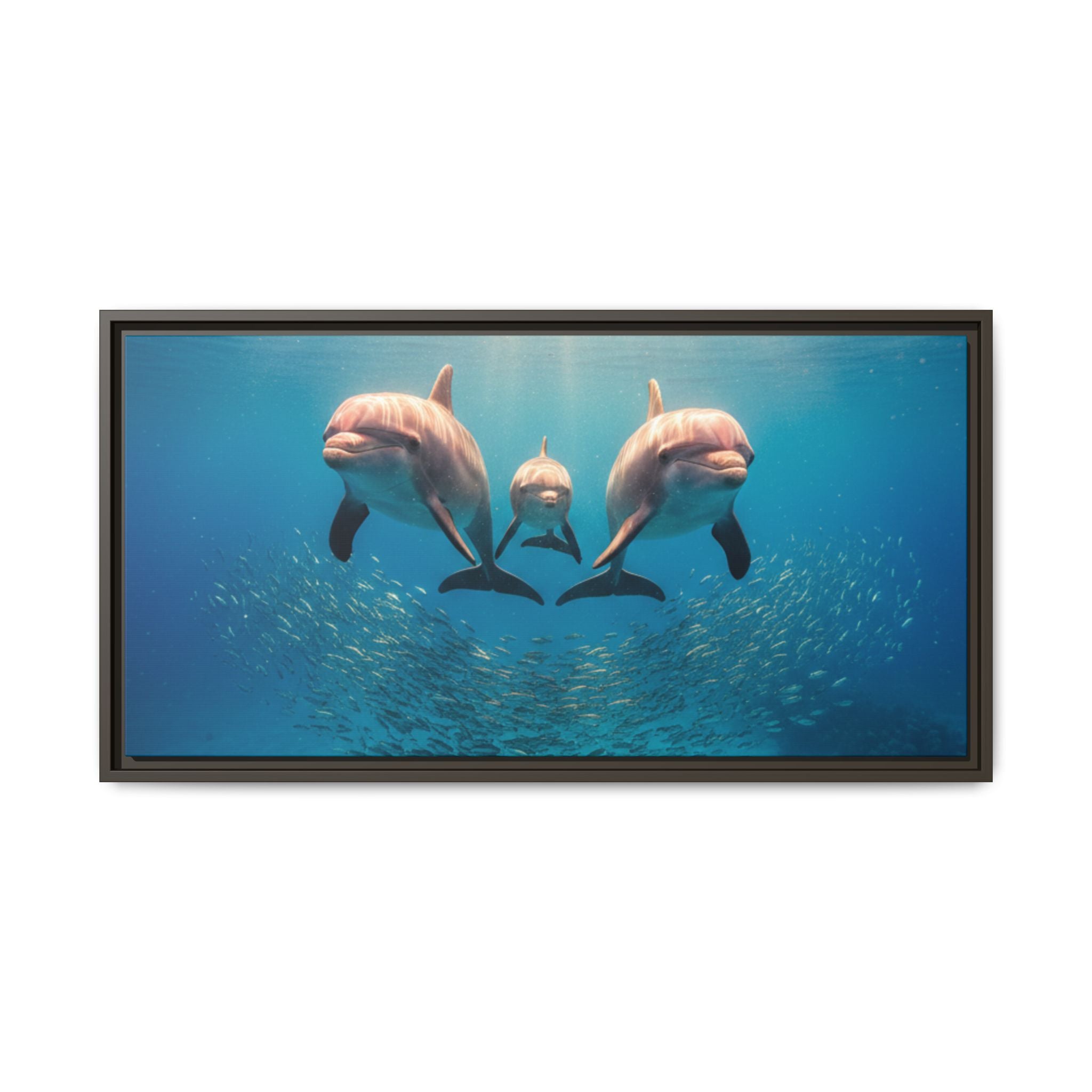 Framed Dolphin Canvas Print — Matte Ocean Wall Art