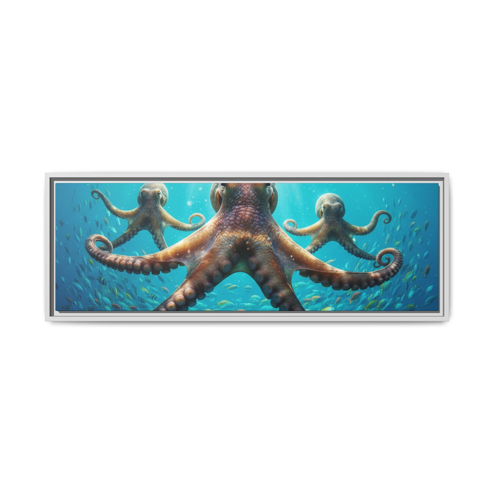 Framed Octopus Art Print — Vibrant Underwater Canvas Wall Decor