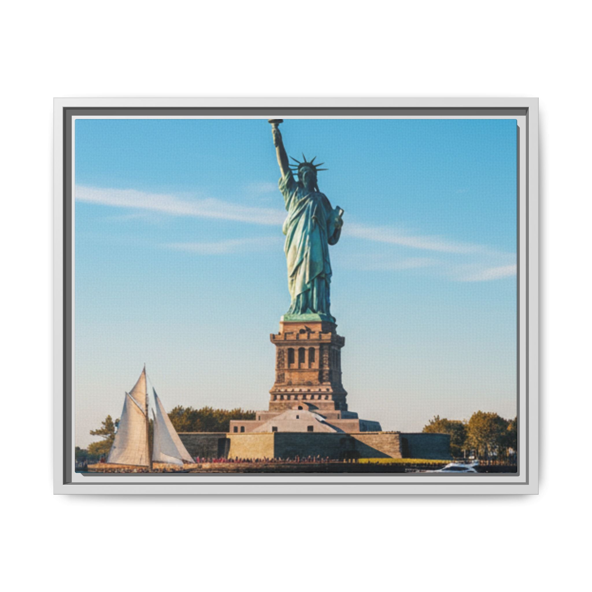 Statue of Liberty Matte Framed Canvas Print — New York City Landmark Wall Art