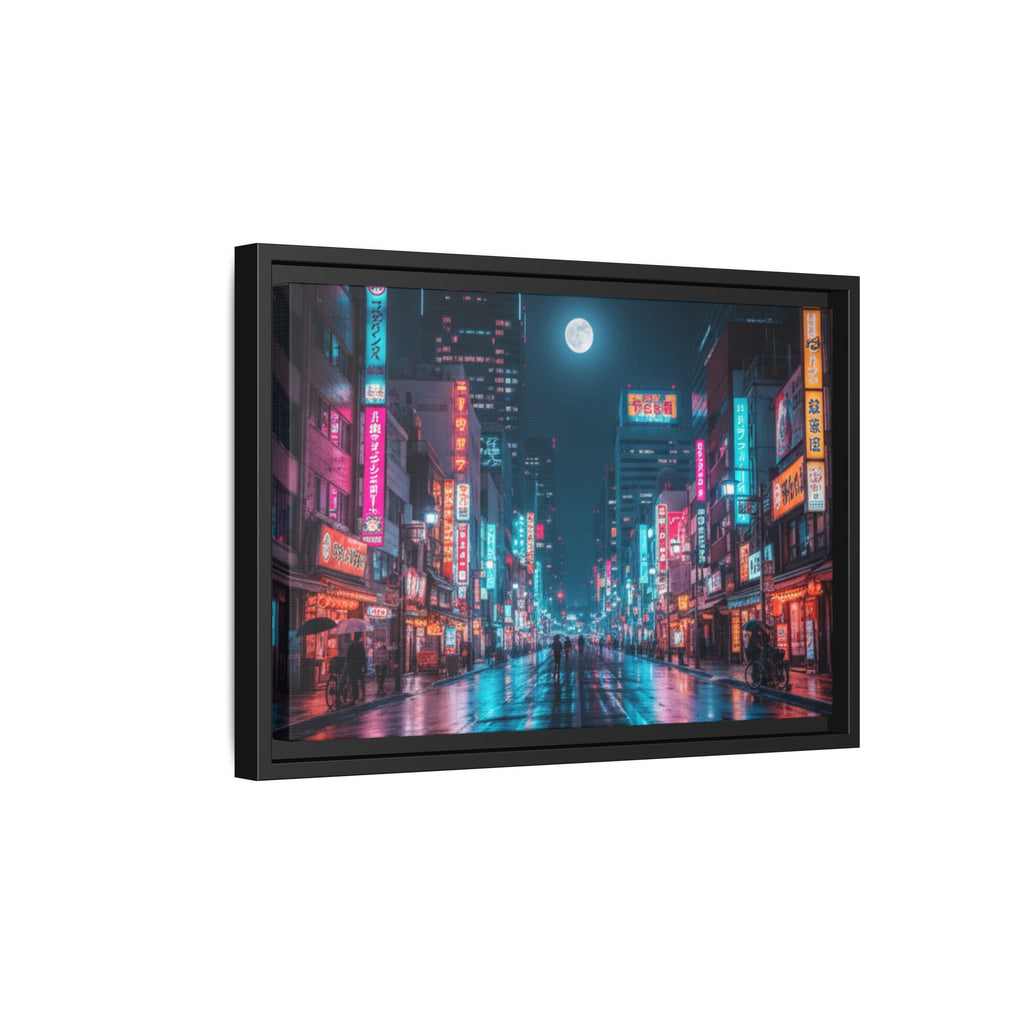 Japan Nightscape Canvas Framed Print