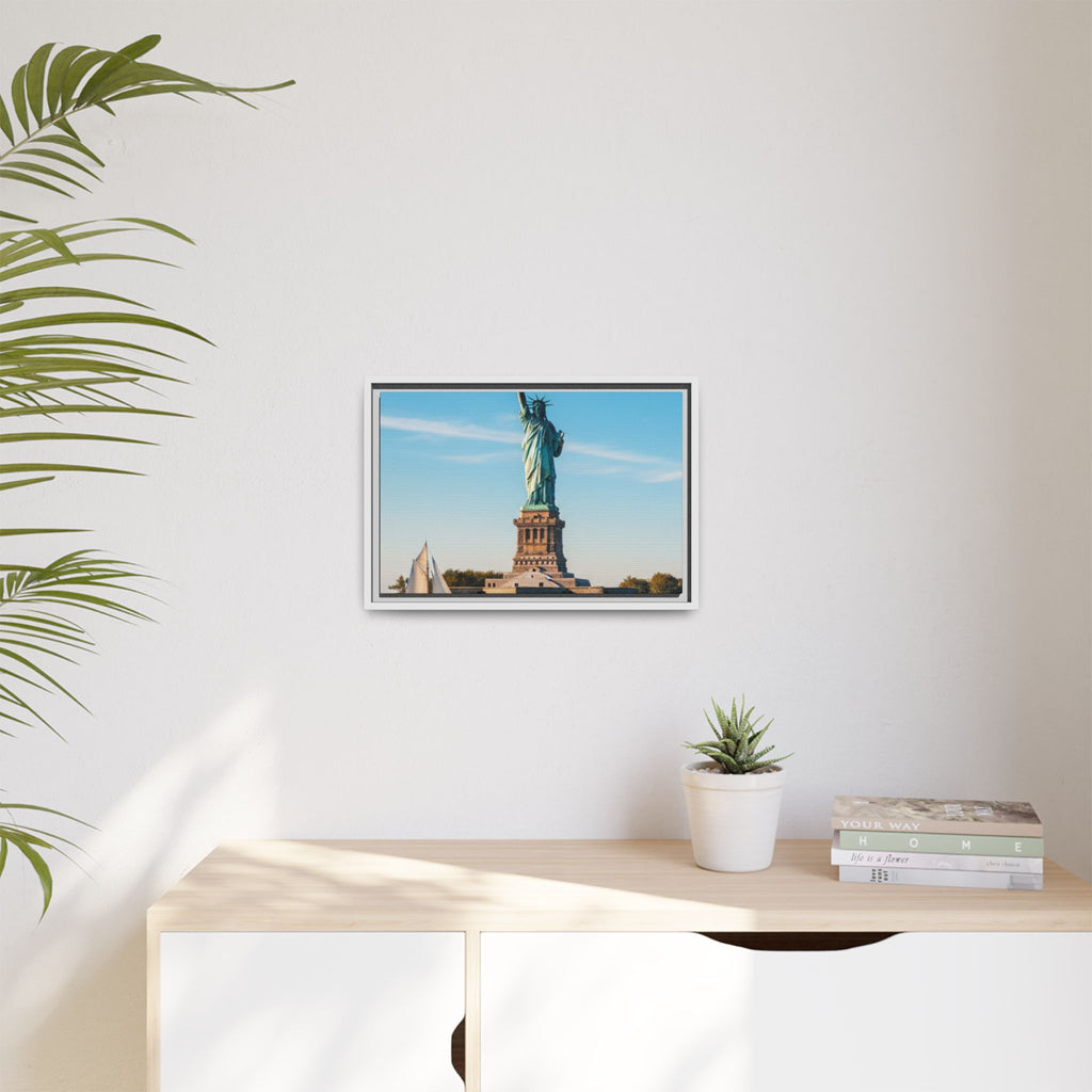 Statue of Liberty Matte Framed Canvas Print — New York City Landmark Wall Art