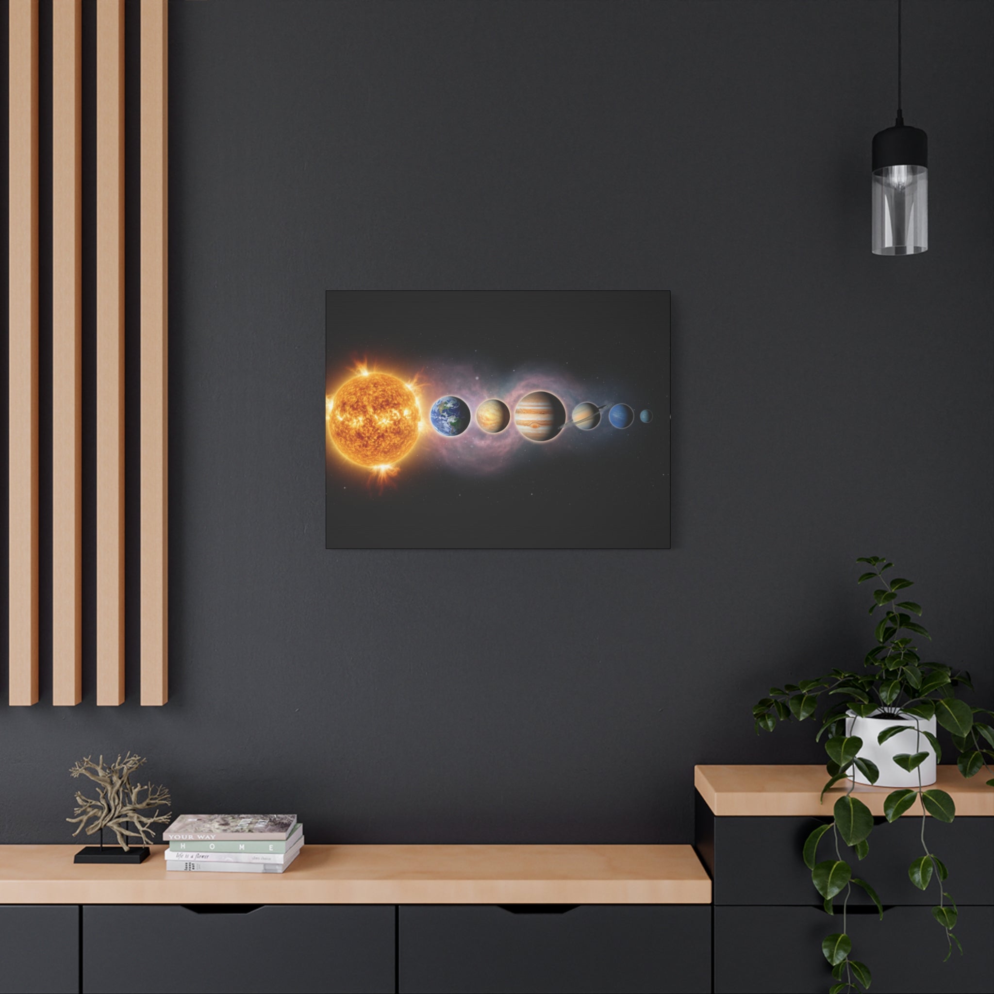 Stunning Solar System Art — Planet Lineup Matte Stretched Wall Art