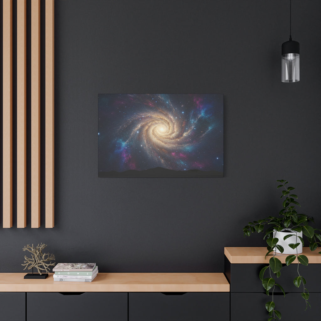 Spiral Galaxy Matte Canvas Wall Art – Stretched Space Nebula Print