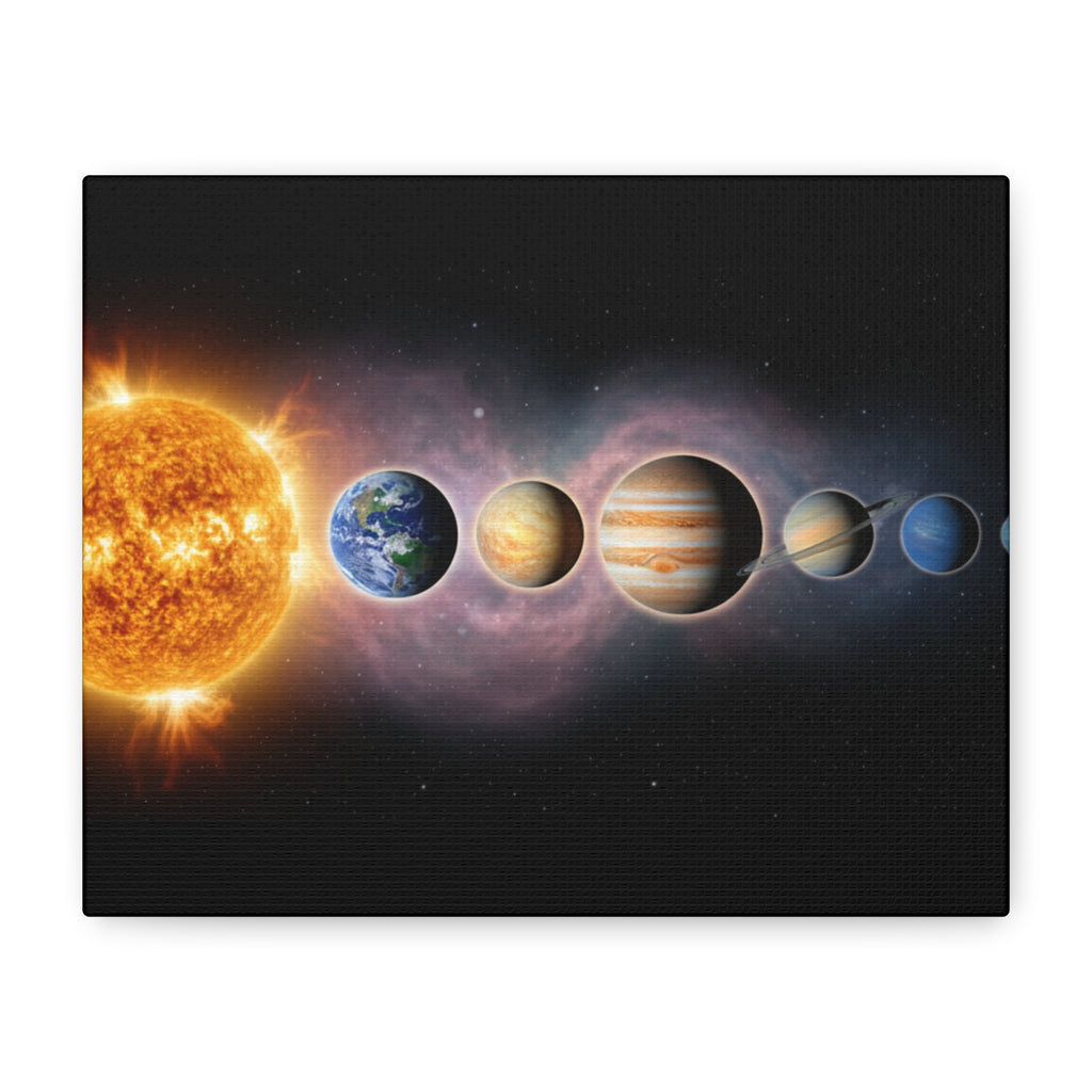 Stunning Solar System Art — Planet Lineup Matte Stretched Wall Art