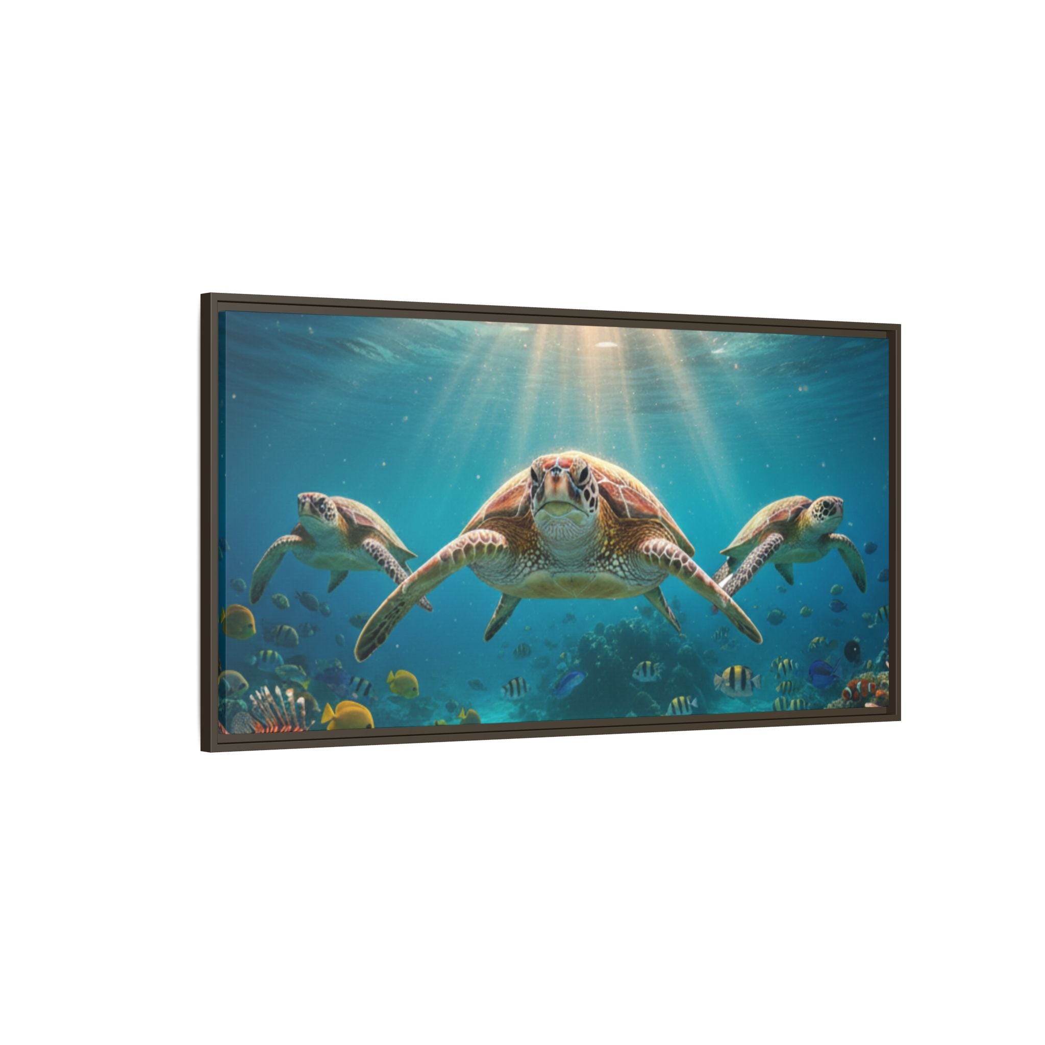 Sea Turtle Ocean Art — Framed Matte Canvas Wall Art
