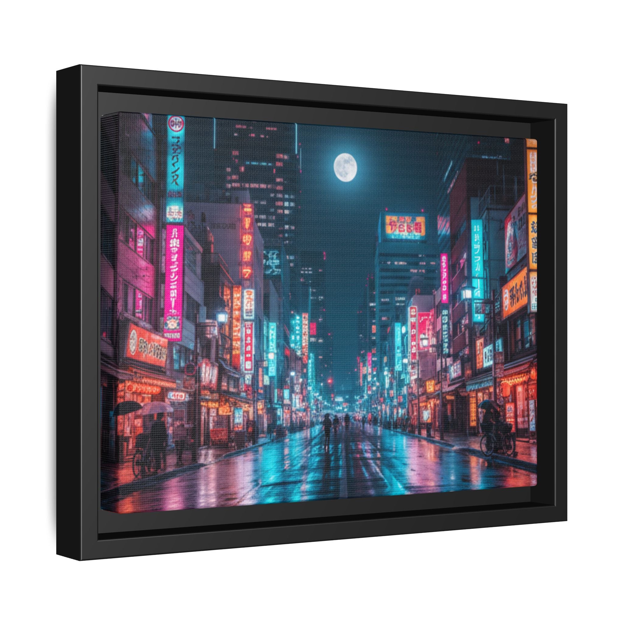 Japan Nightscape Canvas Framed Print