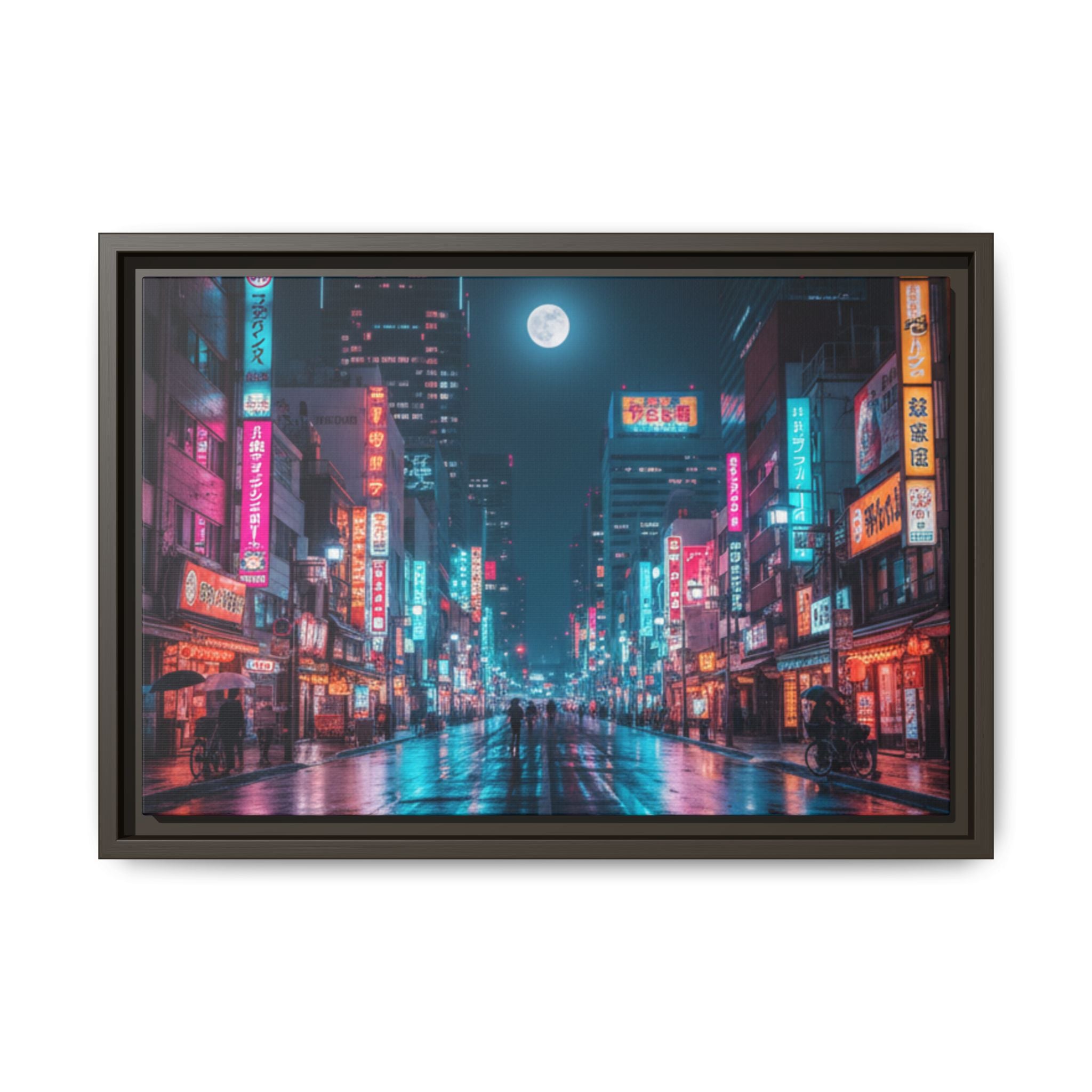Japan Nightscape Canvas Framed Print