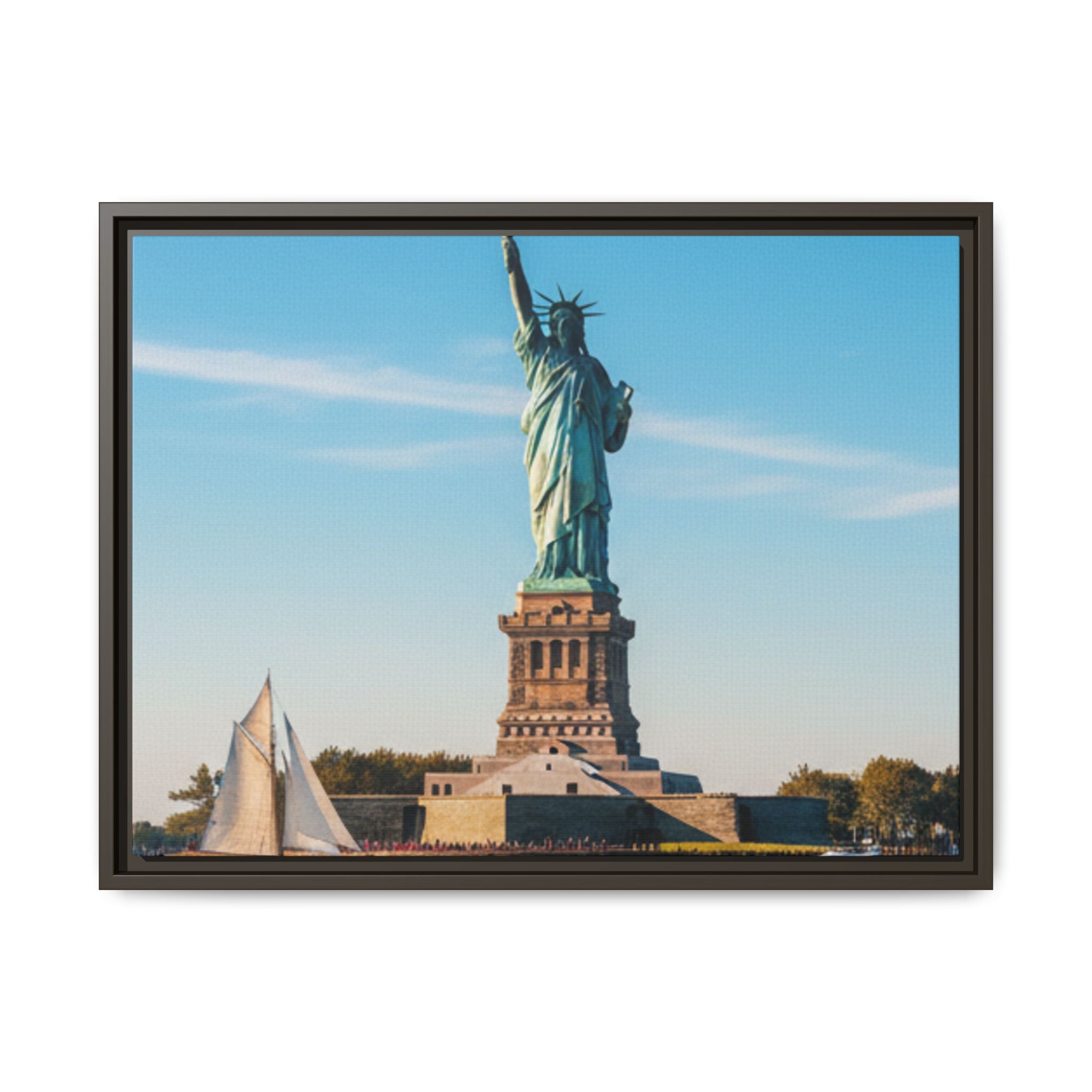 Statue of Liberty Matte Framed Canvas Print — New York City Landmark Wall Art