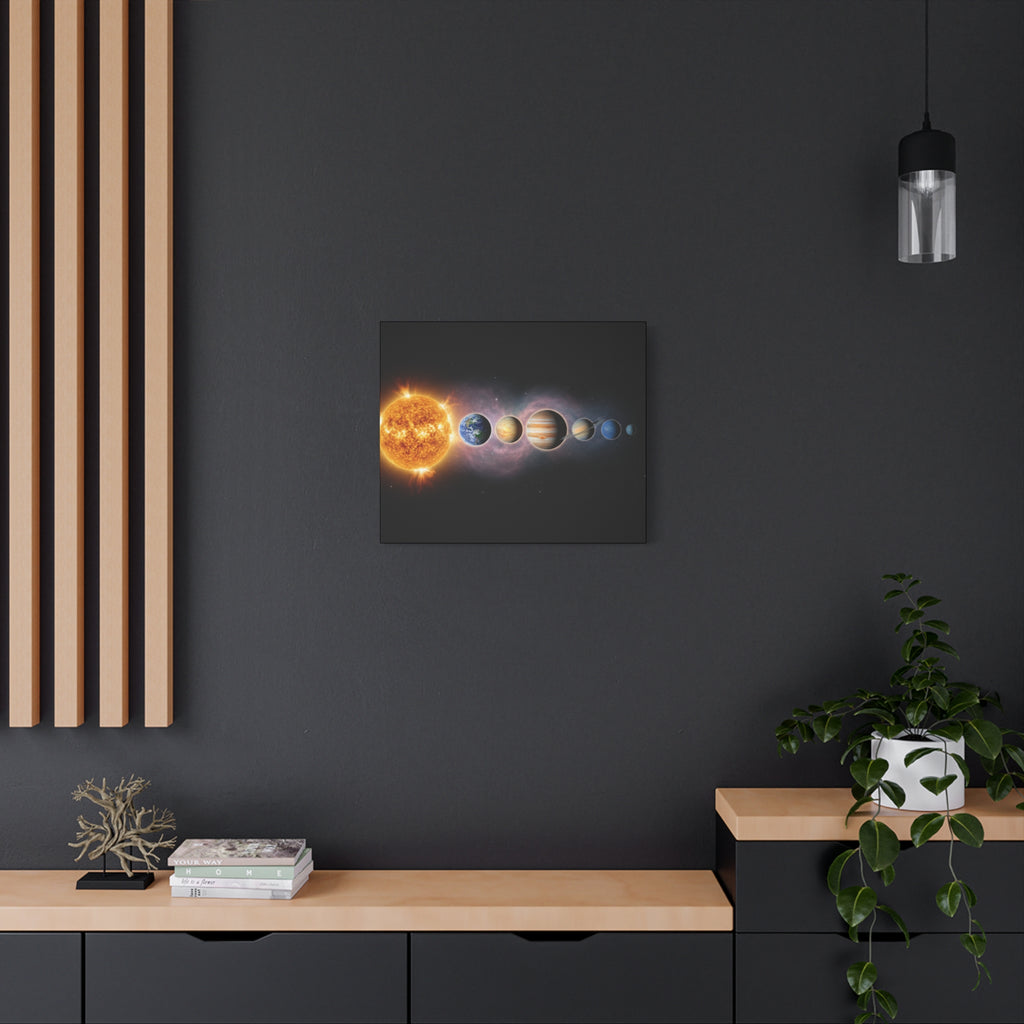 Stunning Solar System Art — Planet Lineup Matte Stretched Wall Art