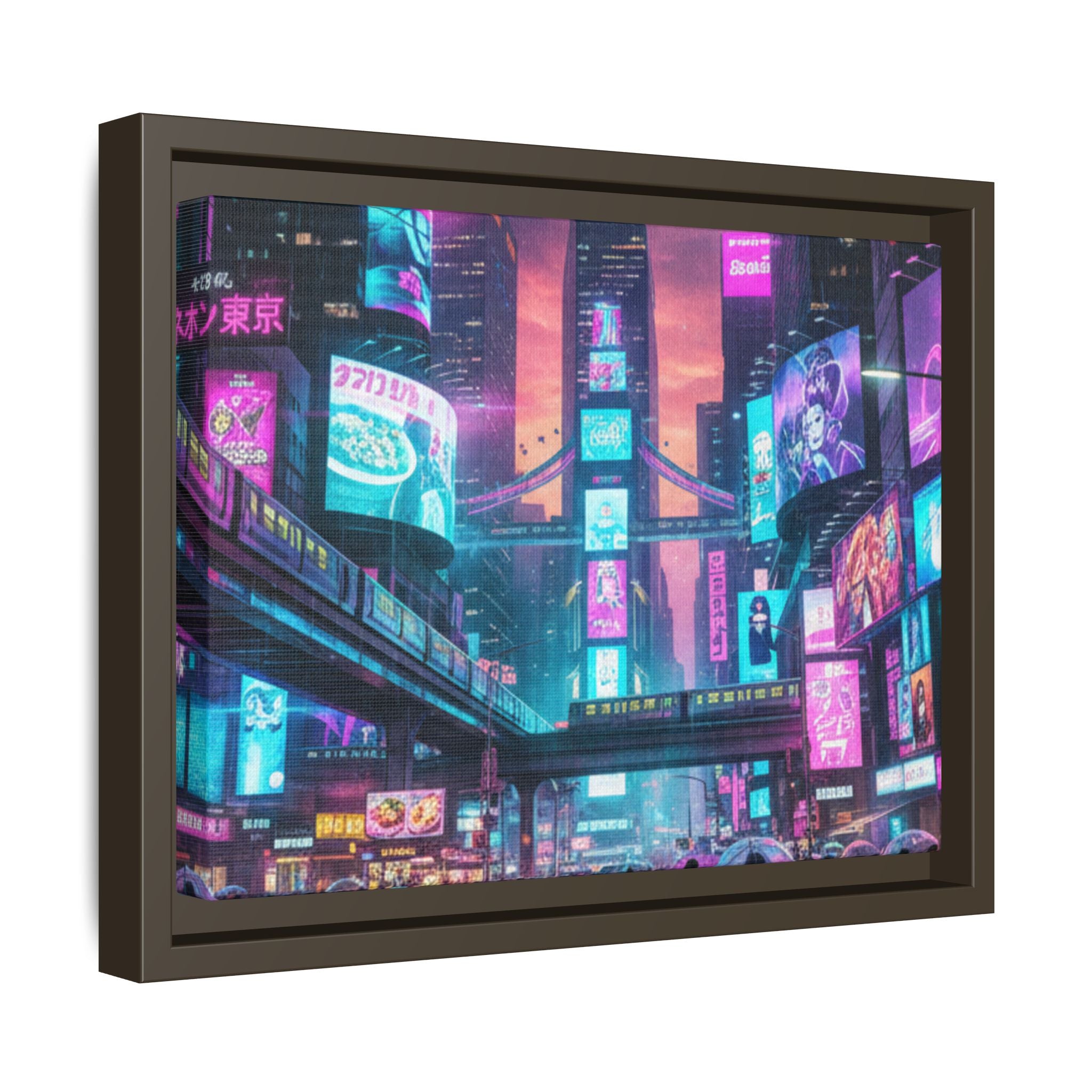 Bright Future Cityscape Vibrant Wall Art  — Framed Cyberpunk Wall Art