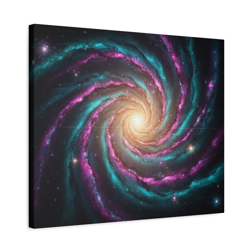 Spiral Galaxy Matte Canvas Wall Art — Vibrant Cosmic Nebula Print