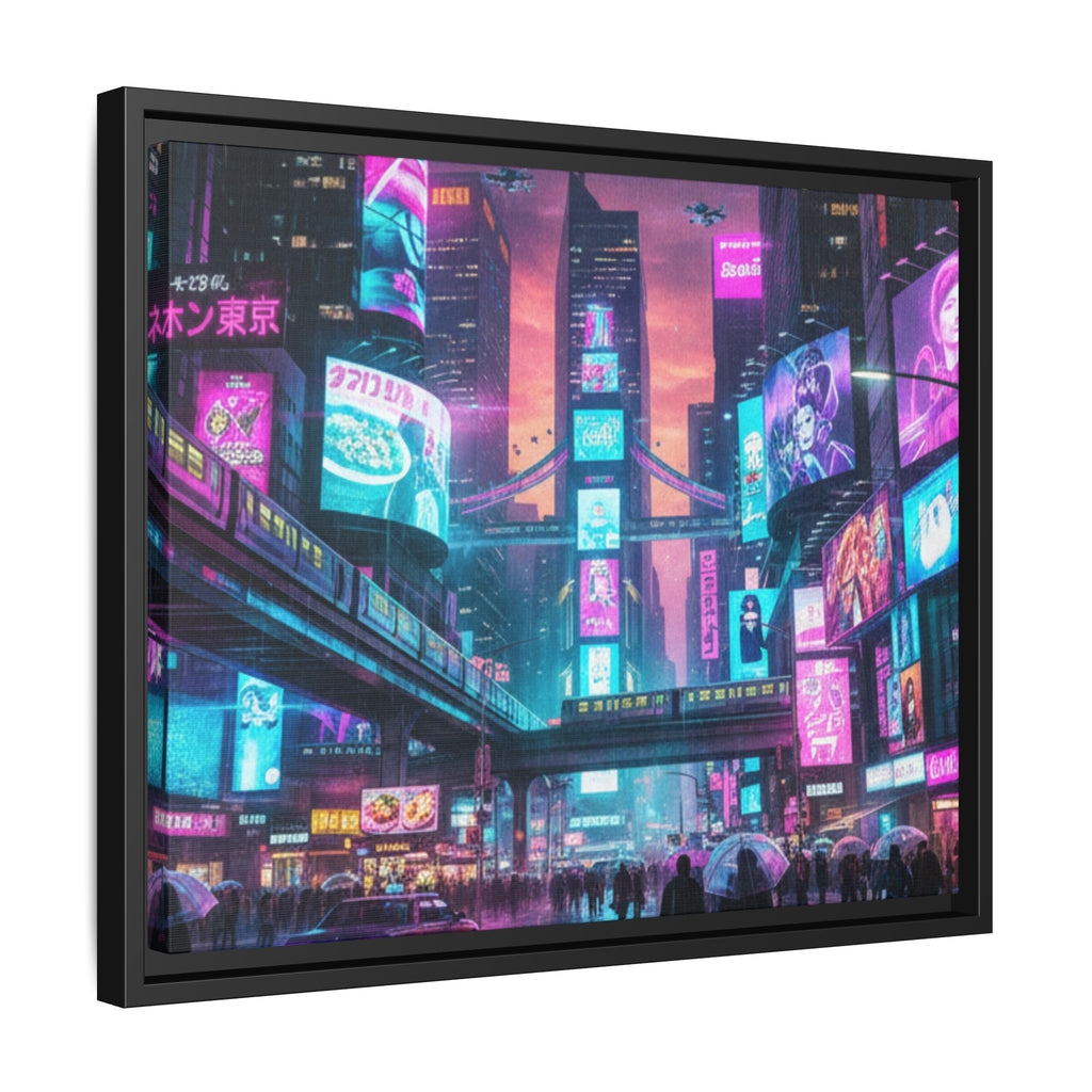 Bright Future Cityscape Vibrant Wall Art  — Framed Cyberpunk Wall Art