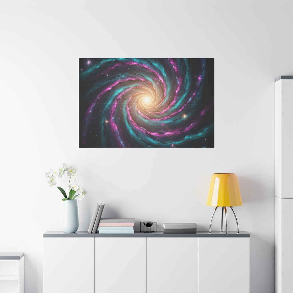 Spiral Galaxy Matte Canvas Wall Art — Vibrant Cosmic Nebula Print