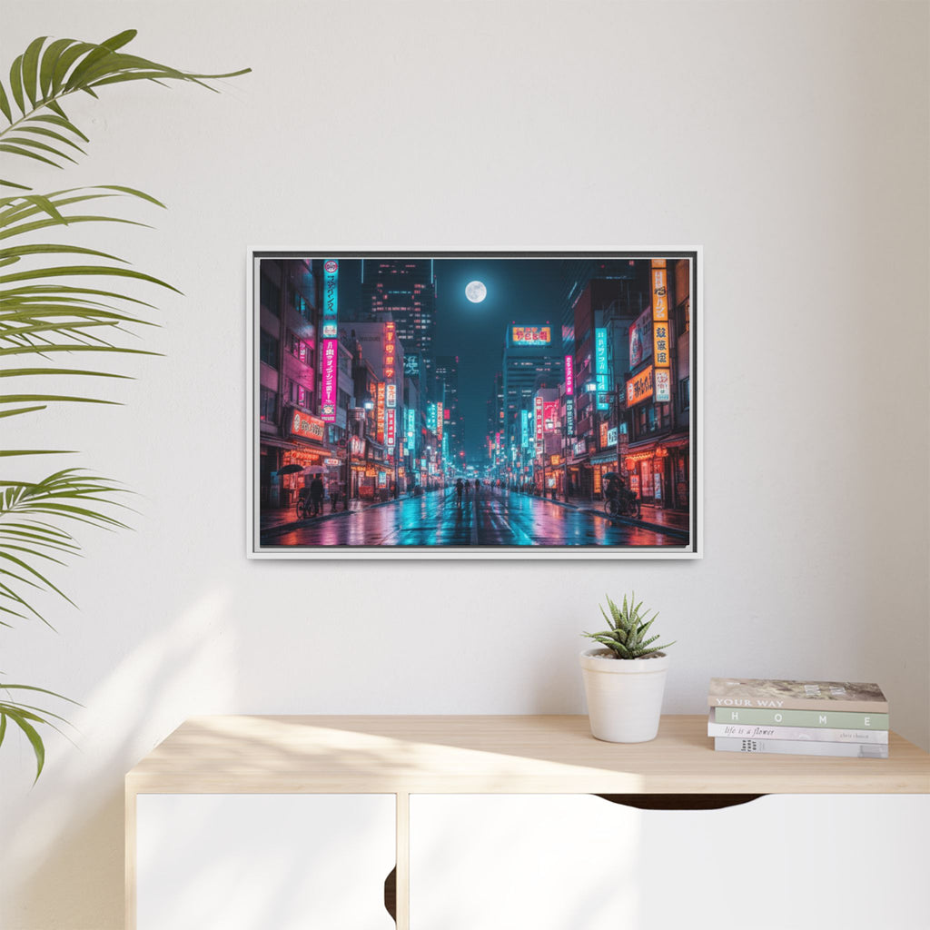 Japan Nightscape Canvas Framed Print