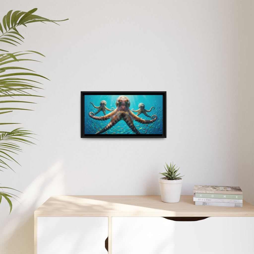 Framed Octopus Art Print — Vibrant Underwater Canvas Wall Decor