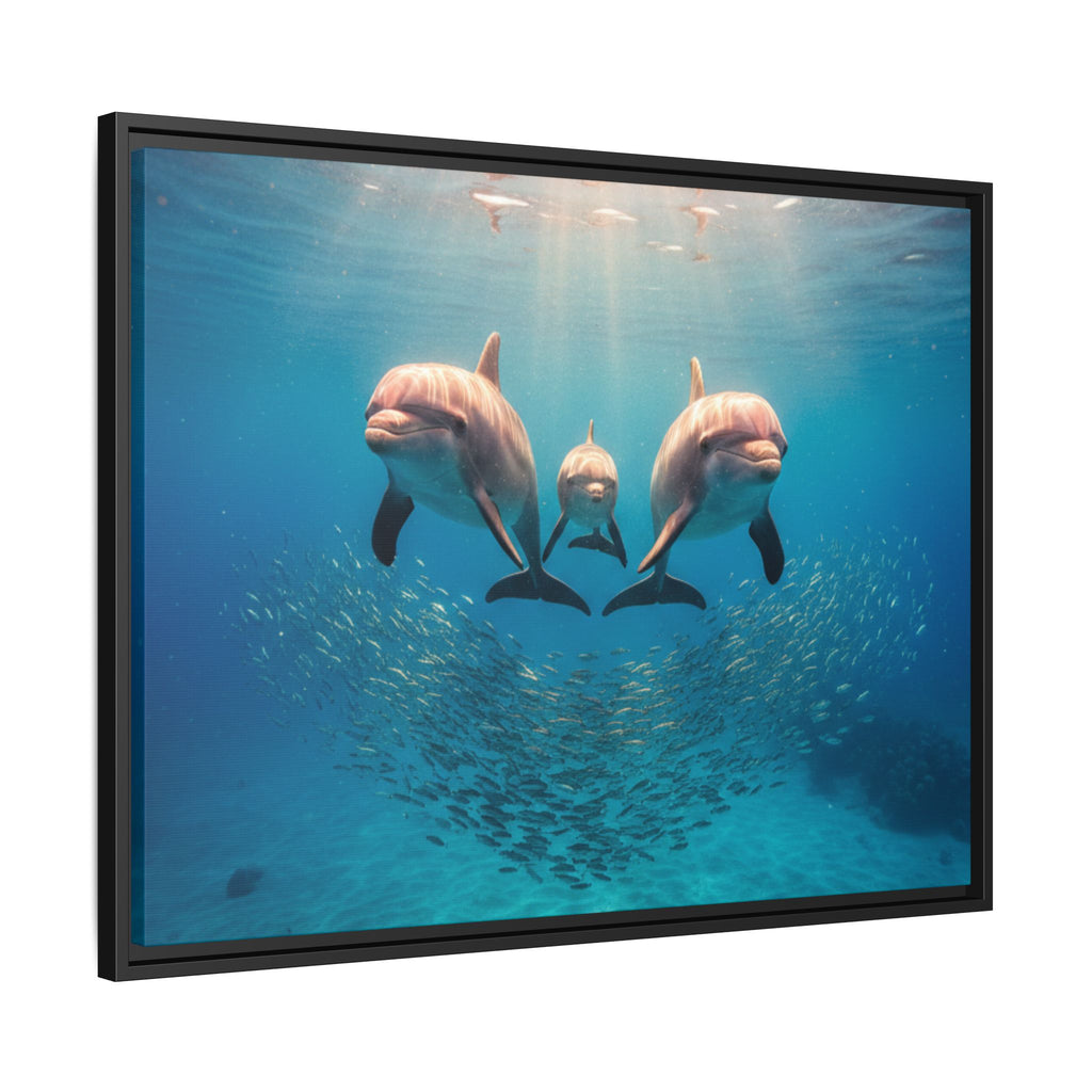 Framed Dolphin Canvas Print — Matte Ocean Wall Art