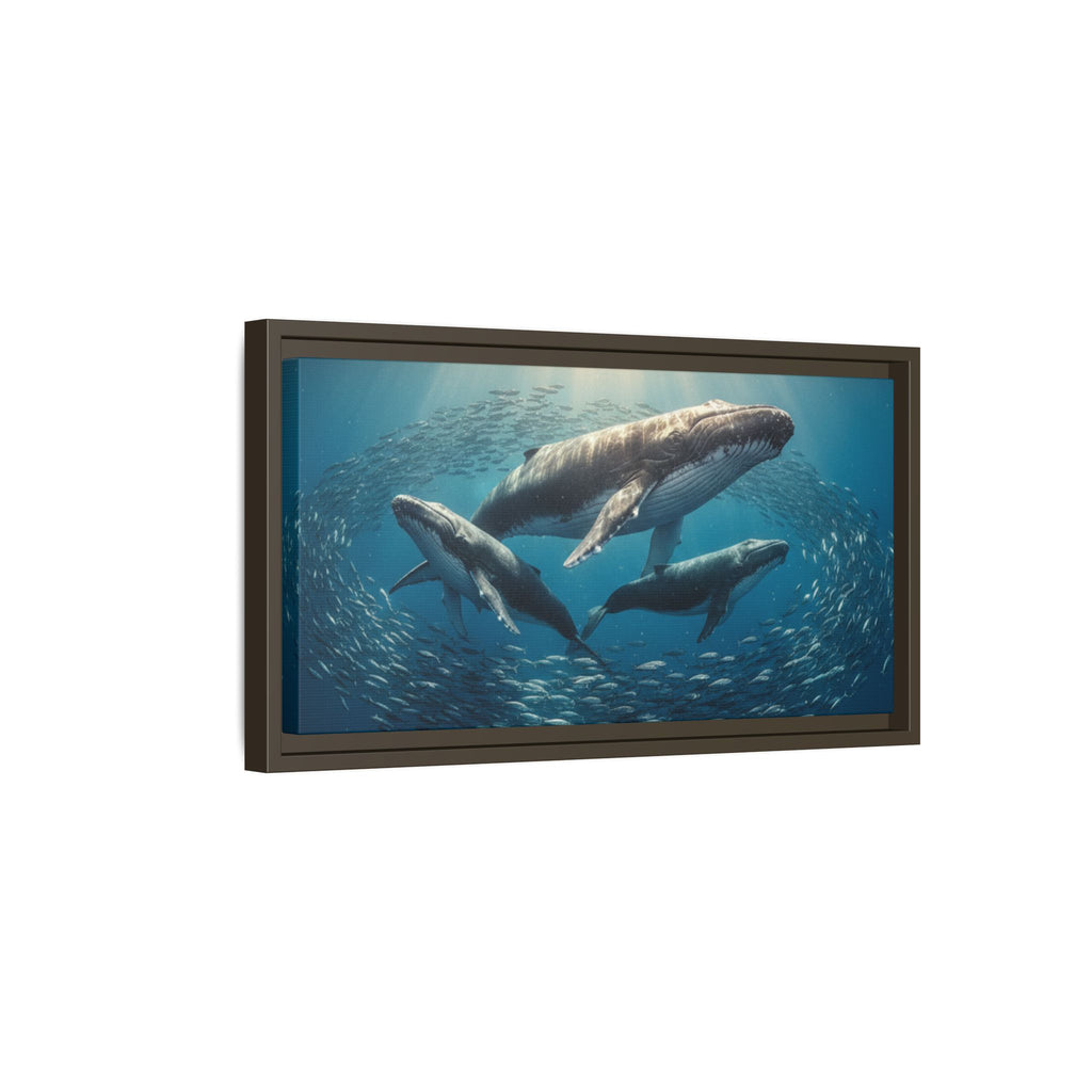 Stunning Whale Family Canvas Wall Art - Framed