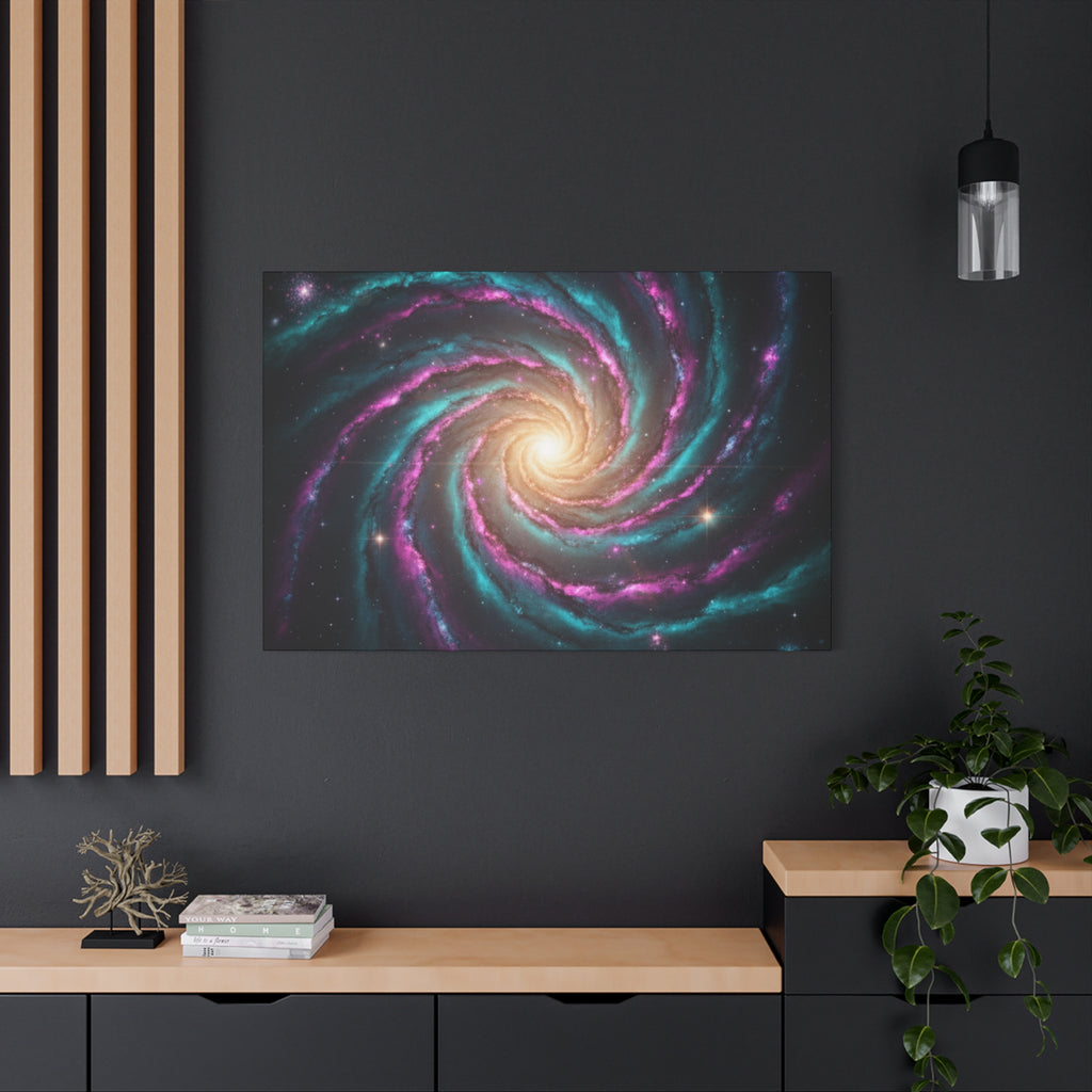Spiral Galaxy Matte Canvas Wall Art — Vibrant Cosmic Nebula Print