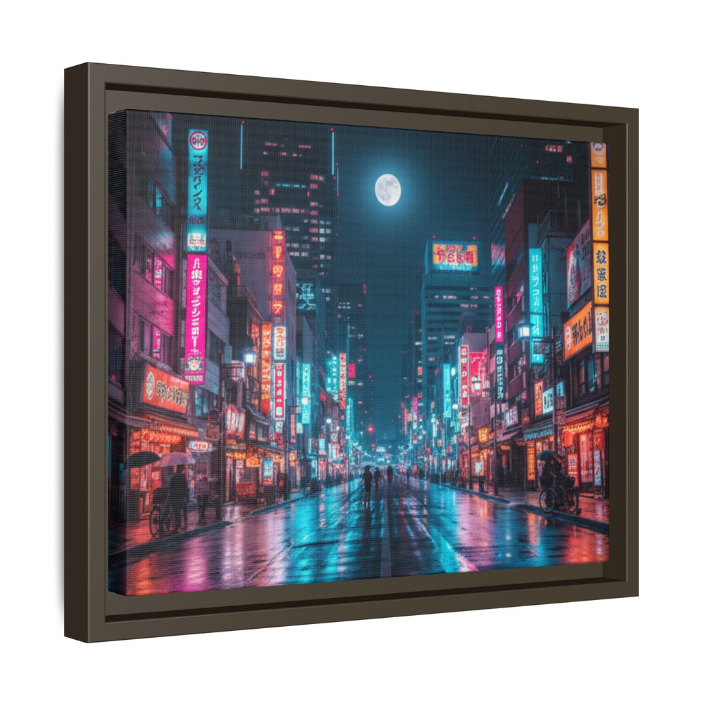 Japan Nightscape Canvas Framed Print