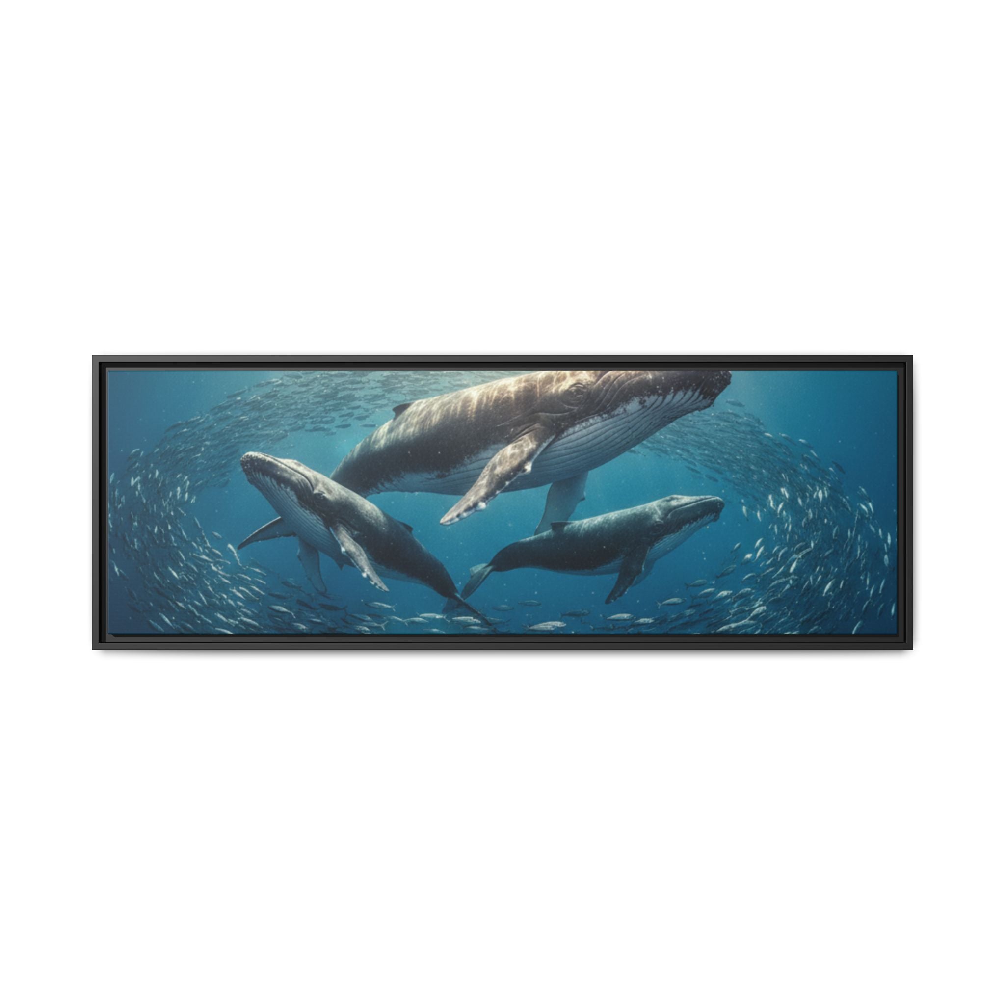 Stunning Whale Family Canvas Wall Art - Framed