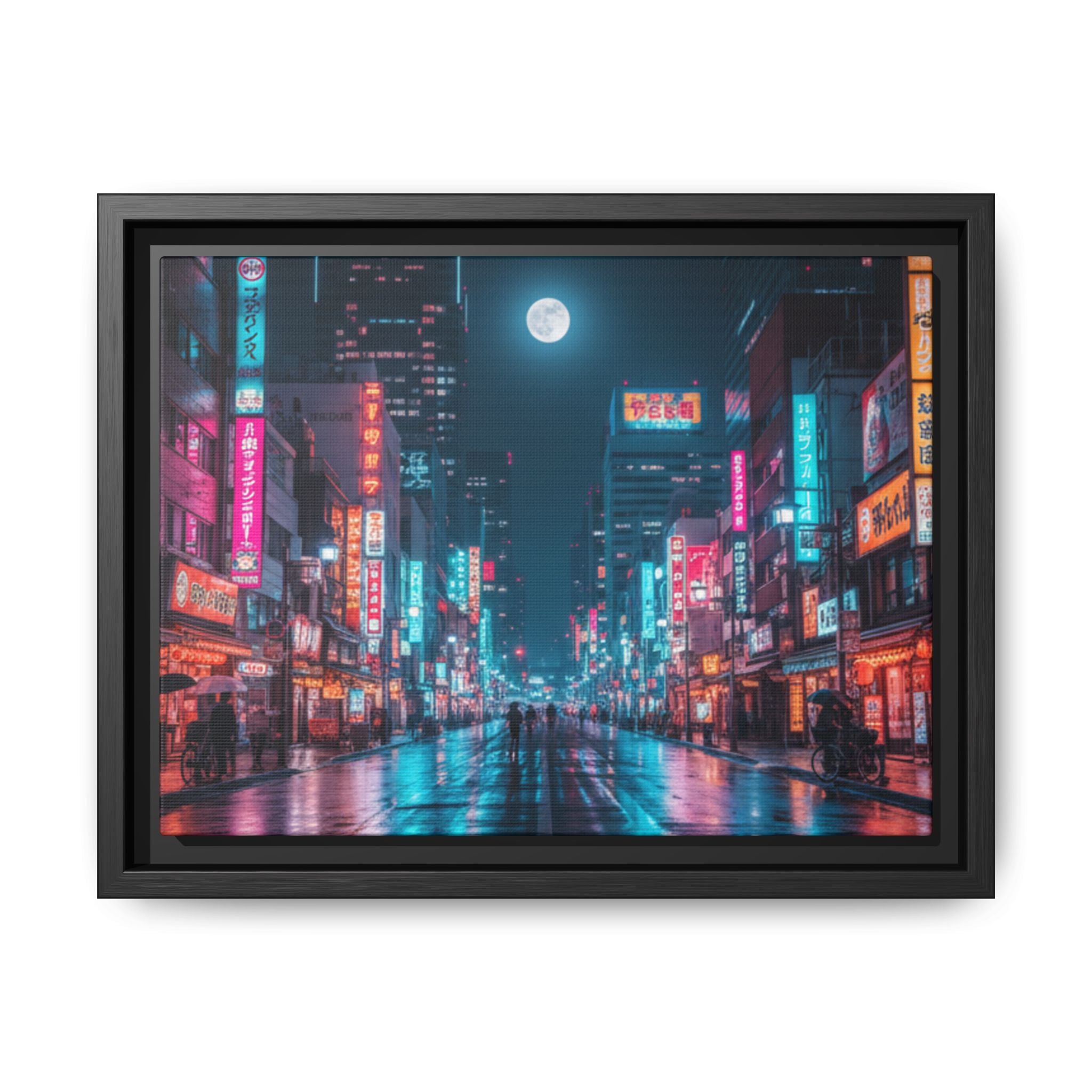 Japan Nightscape Canvas Framed Print