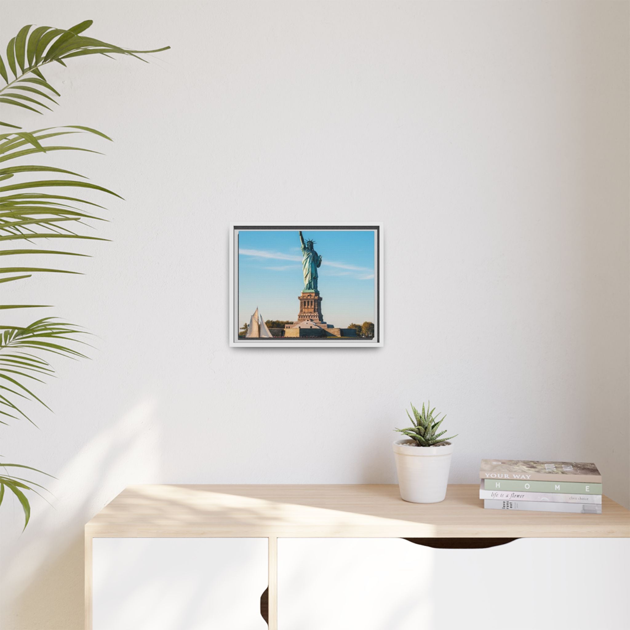 Statue of Liberty Matte Framed Canvas Print — New York City Landmark Wall Art