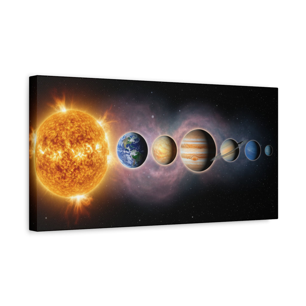 Stunning Solar System Art — Planet Lineup Matte Stretched Wall Art