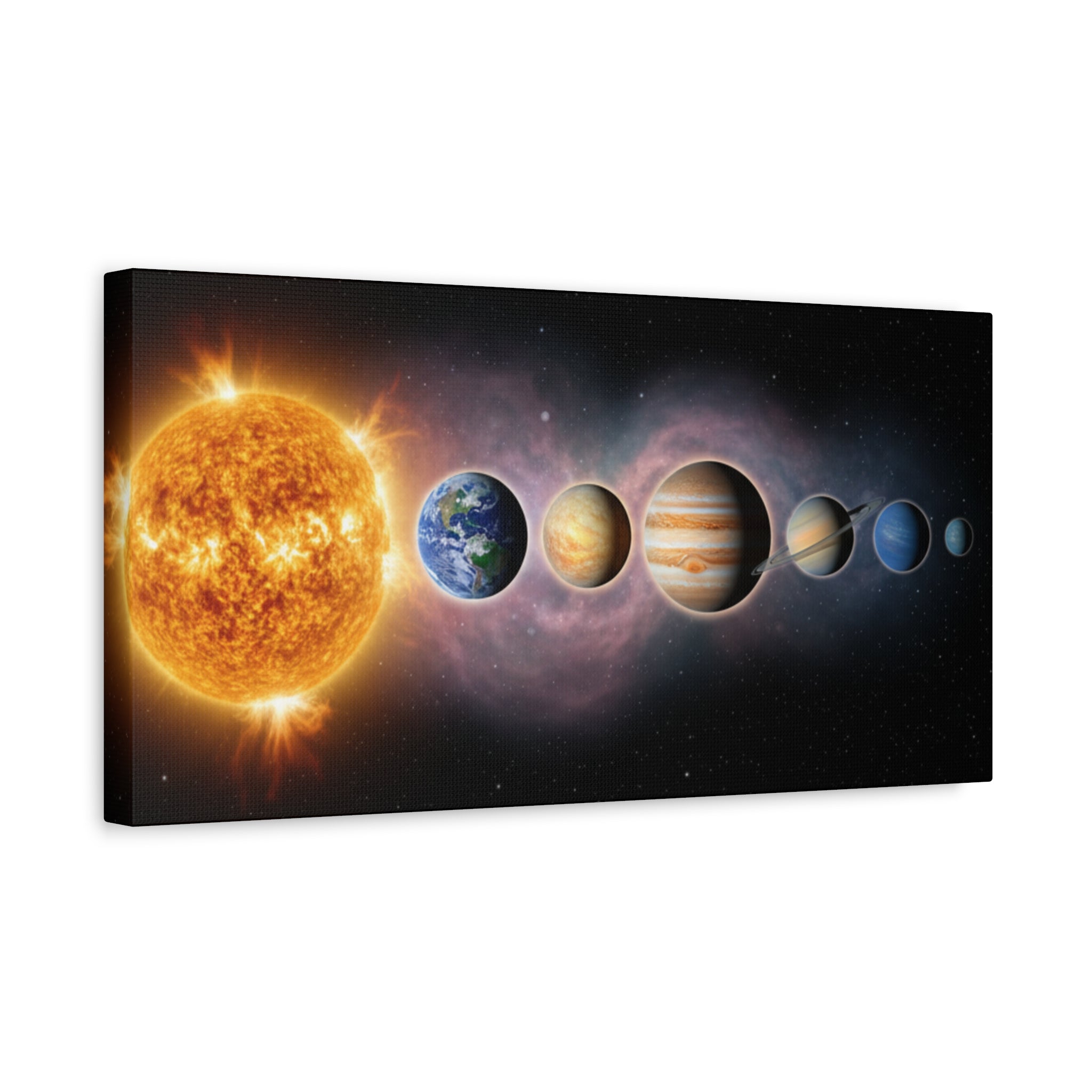 Stunning Solar System Art — Planet Lineup Matte Stretched Wall Art