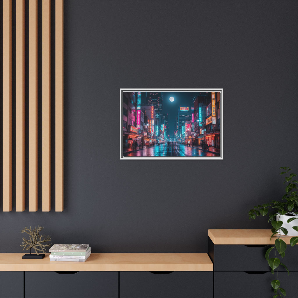 Japan Nightscape Canvas Framed Print