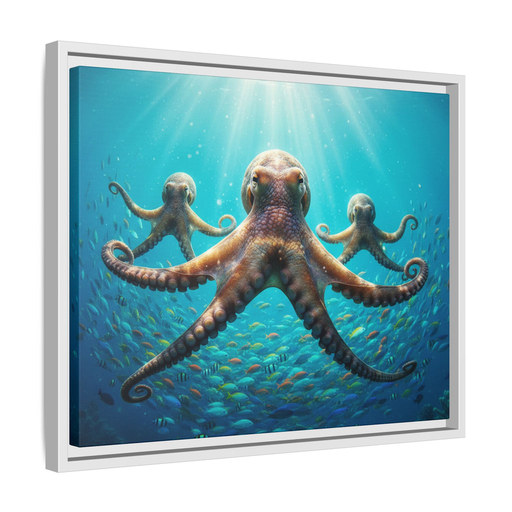 Framed Octopus Art Print — Vibrant Underwater Canvas Wall Decor