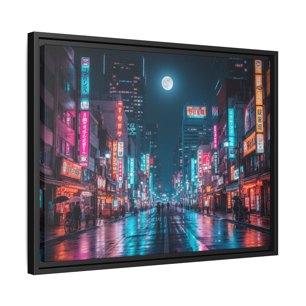 Japan Nightscape Canvas Framed Print