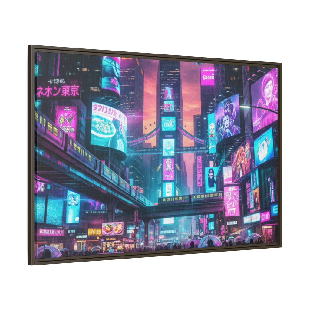 Bright Future Cityscape Vibrant Wall Art  — Framed Cyberpunk Wall Art