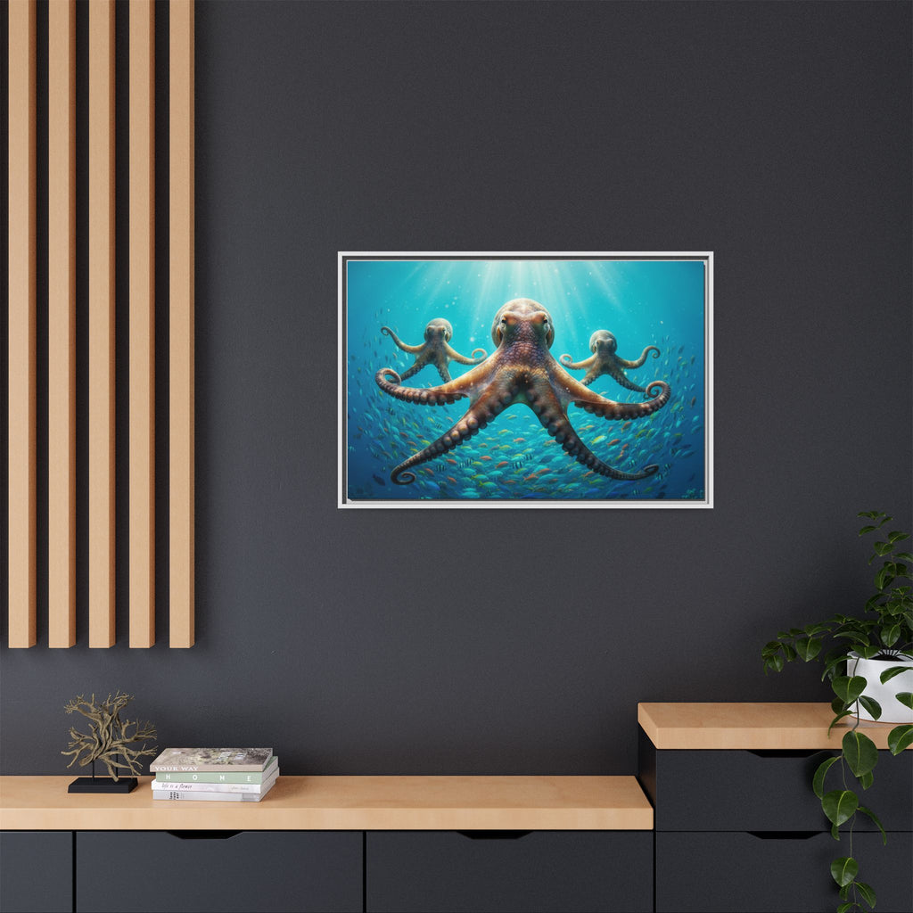 Framed Octopus Art Print — Vibrant Underwater Canvas Wall Decor