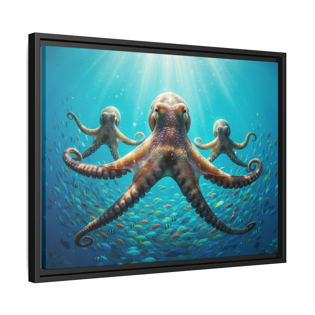 Framed Octopus Art Print — Vibrant Underwater Canvas Wall Decor