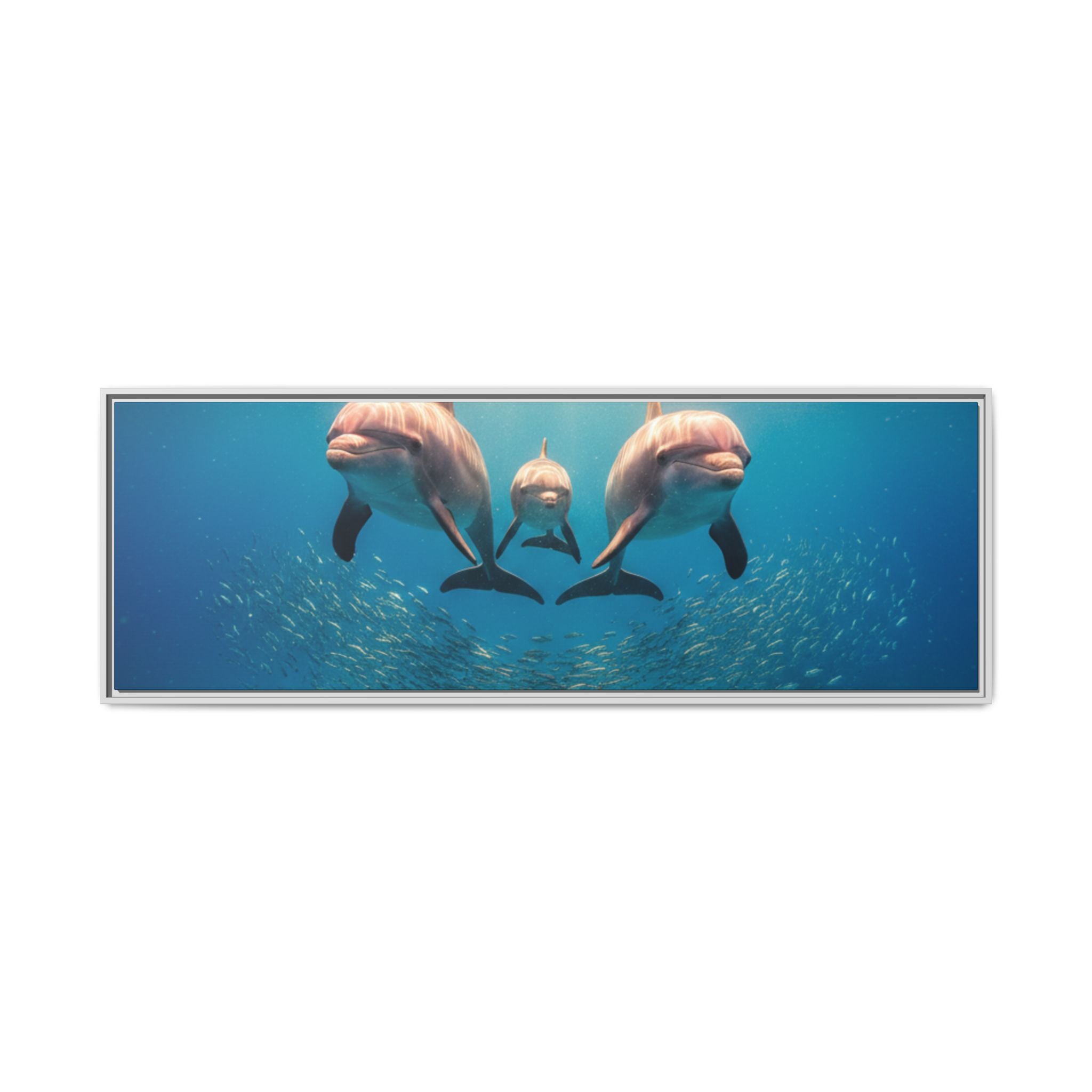 Framed Dolphin Canvas Print — Matte Ocean Wall Art