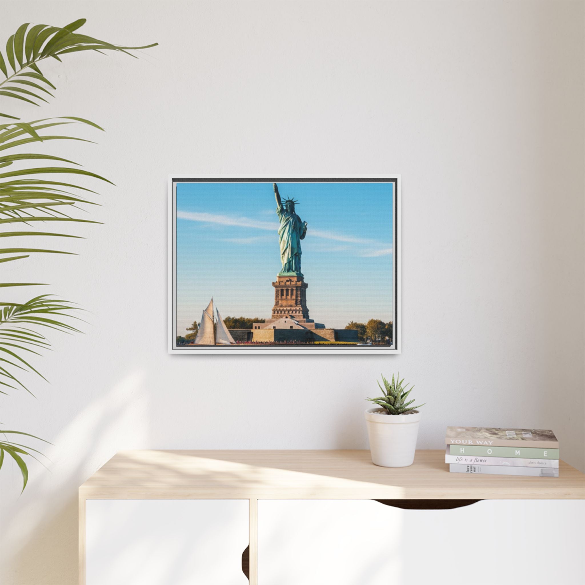 Statue of Liberty Matte Framed Canvas Print — New York City Landmark Wall Art