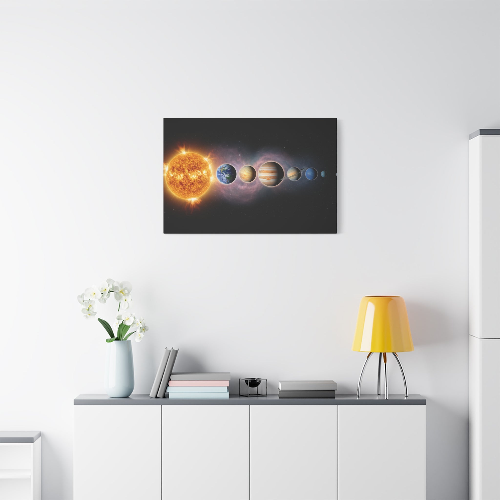 Stunning Solar System Art — Planet Lineup Matte Stretched Wall Art